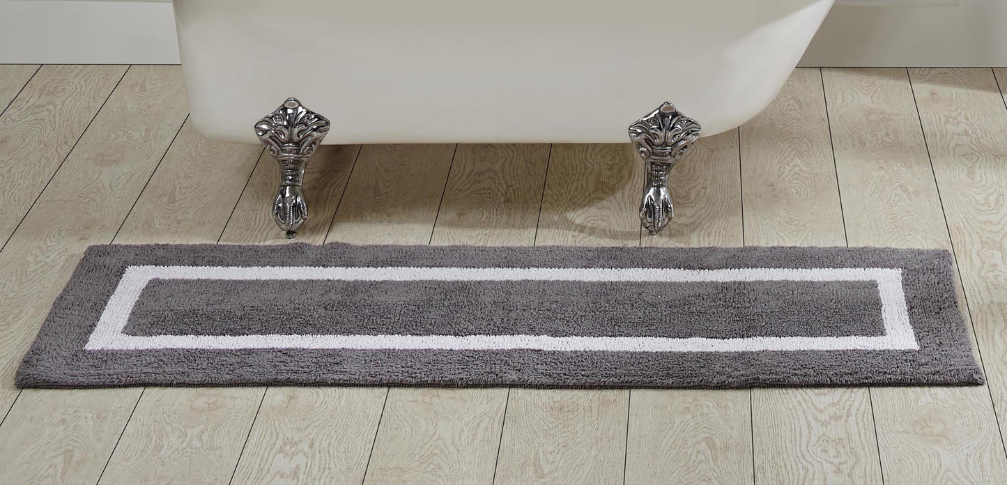 Better Trends 100% Cotton 20" x 60" Bathroom Runner Rug Extra Soft Water Absorbent Reversible Machine Washable Mat for Bathroom Floor, Laundry Room Hotel Multi Collection - Gray/White