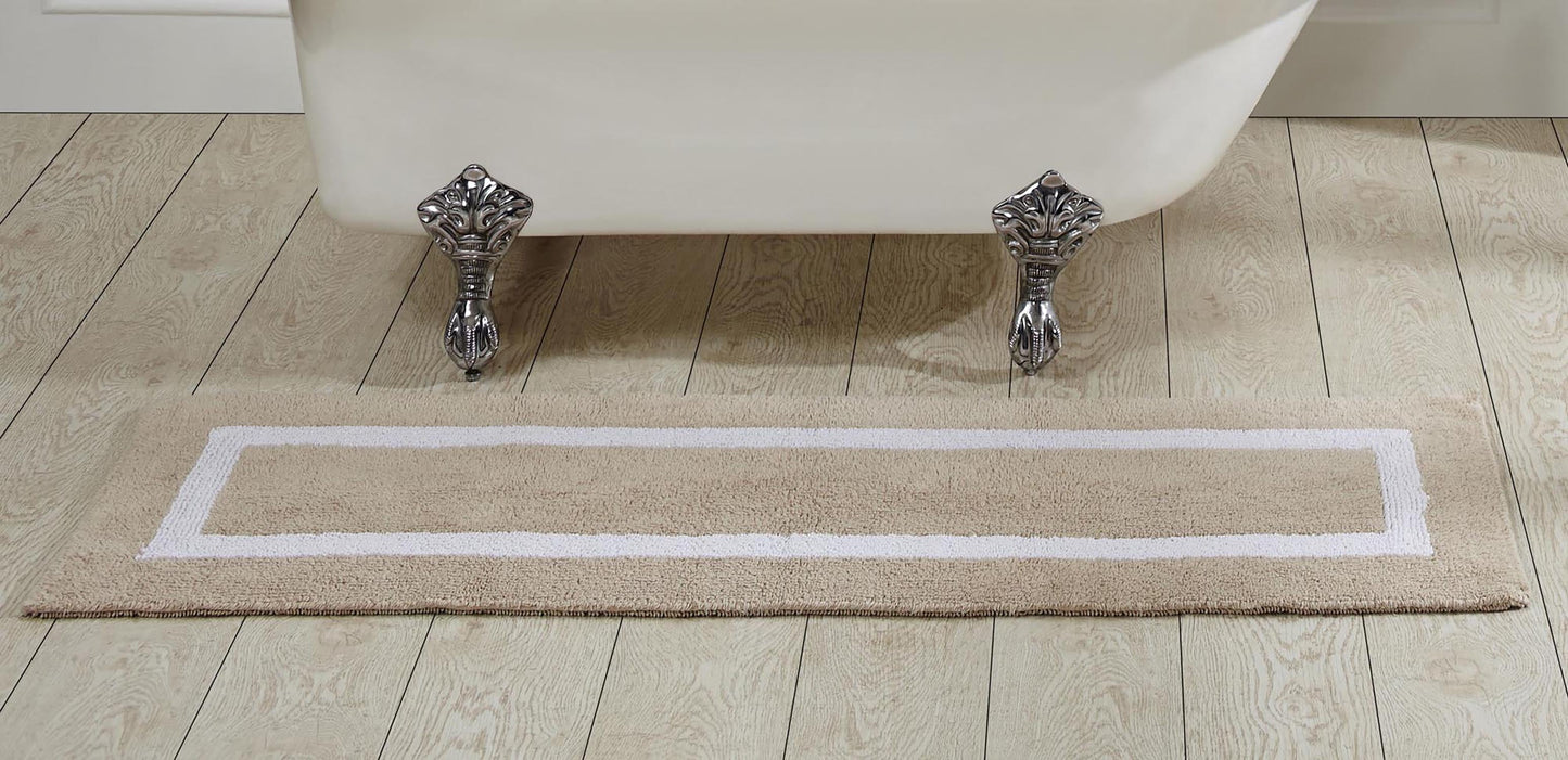 Better Trends 100% Cotton 20" x 60" Bathroom Runner Rug Extra Soft Water Absorbent Reversible Machine Washable Mat for Bathroom Floor, Laundry Room Hotel Multi Collection - Sand/White