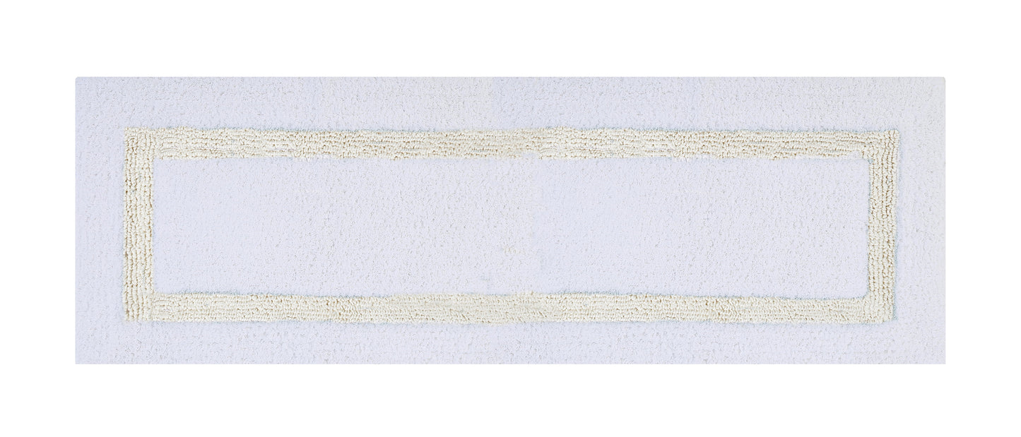 Better Trends 100% Cotton Bathroom Runner Rug Extra Soft Water Absorbent Reversible Machine Washable Mat for Bathroom Floor, Laundry Room 20" x 60" Hotel Collection - White/Ivory