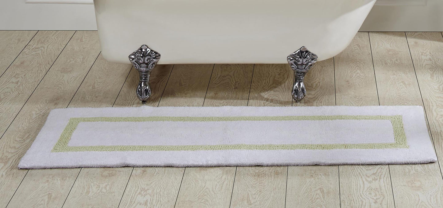 Better Trends 100% Cotton Bathroom Runner Rug Extra Soft Water Absorbent Reversible Machine Washable Mat for Bathroom Floor, Laundry Room 20" x 60" Hotel Collection - White/Sage