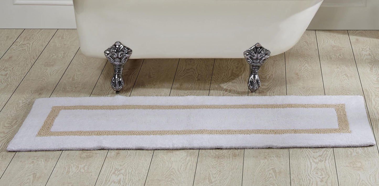 Better Trends 100% Cotton Bathroom Runner Rug Extra Soft Water Absorbent Reversible Machine Washable Mat for Bathroom Floor, Laundry Room 20" x 60" Hotel Collection - White/Sand
