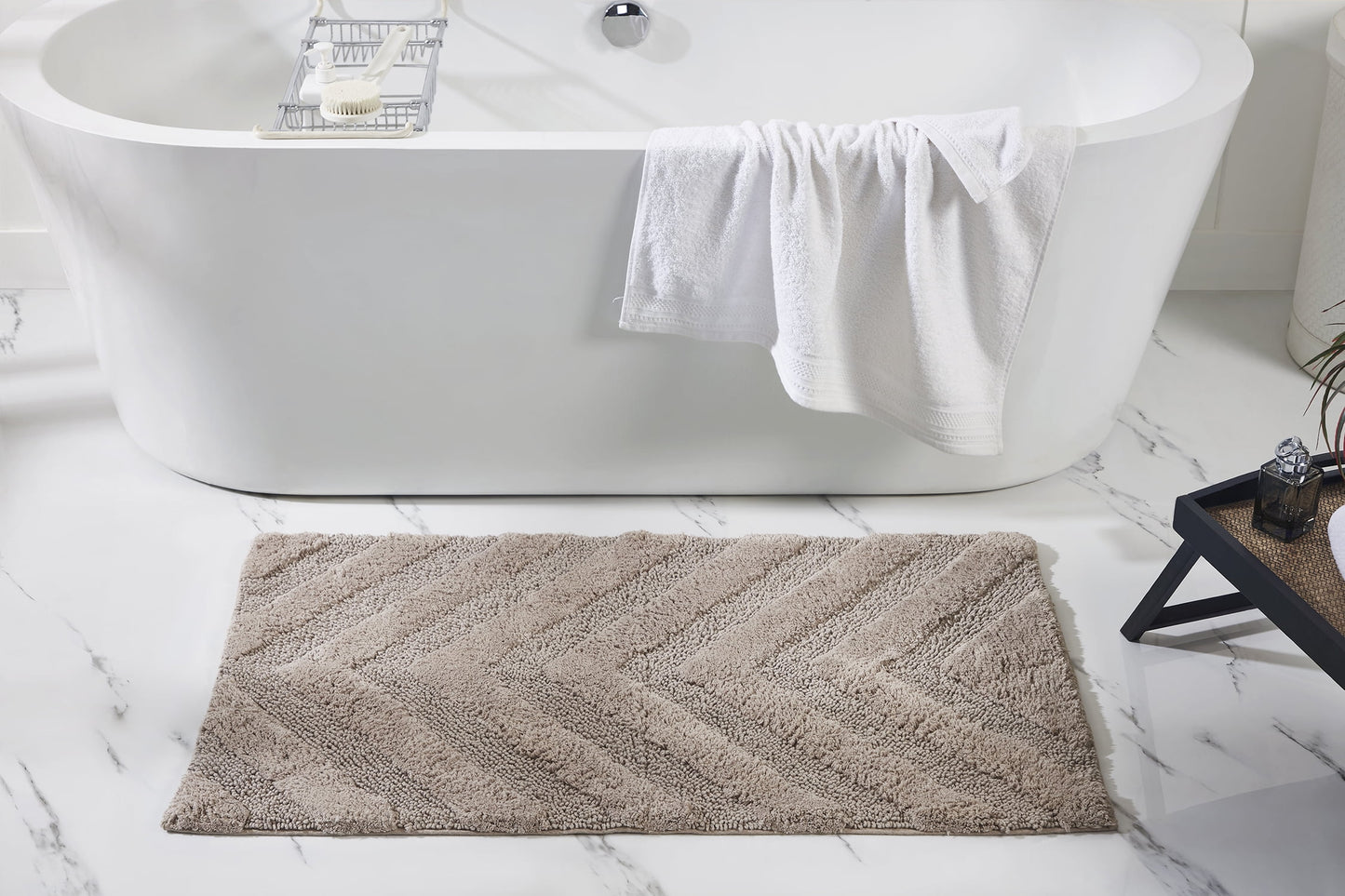 Better Trends 24" x 40" Bathroom Rugs 100% Cotton Soft Water Absorbent Non Slip Bath Mat Machine Washable Rug (Beige) Hugo Collection