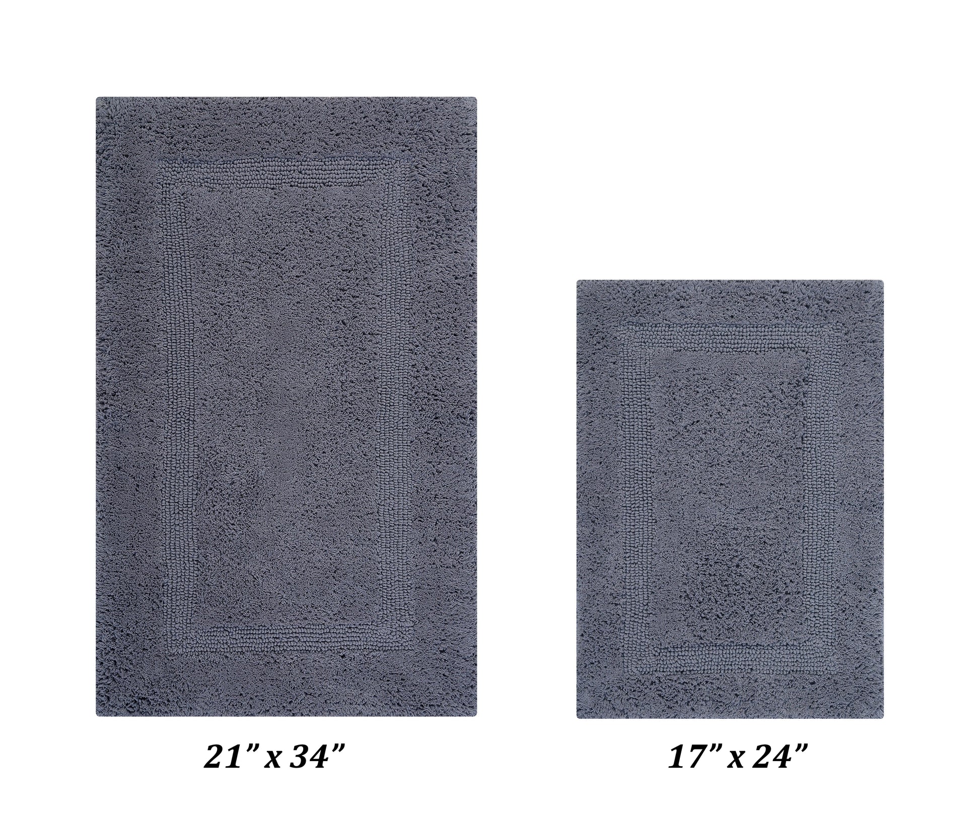 Better Trends Premium 2 Piece Bathroom Rug Set 100% Cotton, Extra Soft Tufted Bath Mat, Water Absorbent & Reversible Mat, Gray Lux Collection