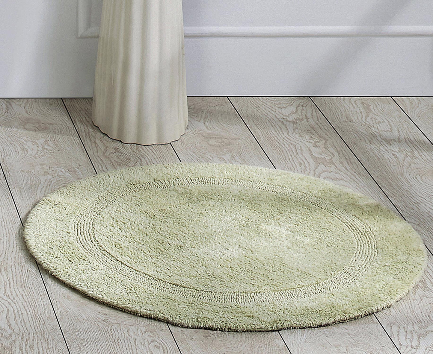 Better Trends Round Bath Mat 30" Diameter Elegant Reversible Bath Rug, Extra Soft Cotton for Ultimate Comfort, Absorbent, Ideal for Half Baths and Powder Rooms, (Sage) Lux Collection