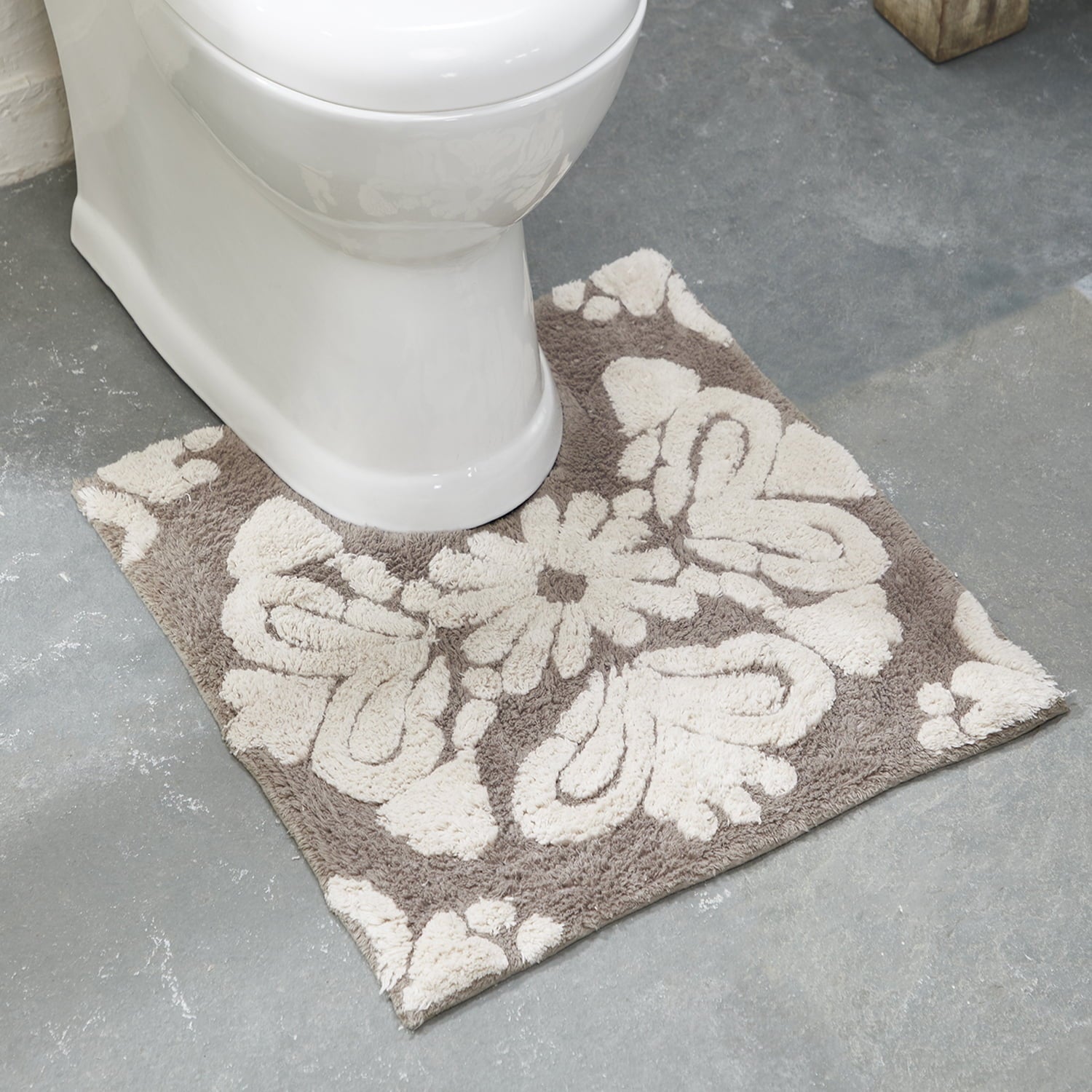 Better Trends U-Shape Toilet Rug 100% Cotton, Non-Slip Rug, Water Absorbent, Machine Washable, (20" x 20") Contour Bath Rug Beige - Madallion Collection