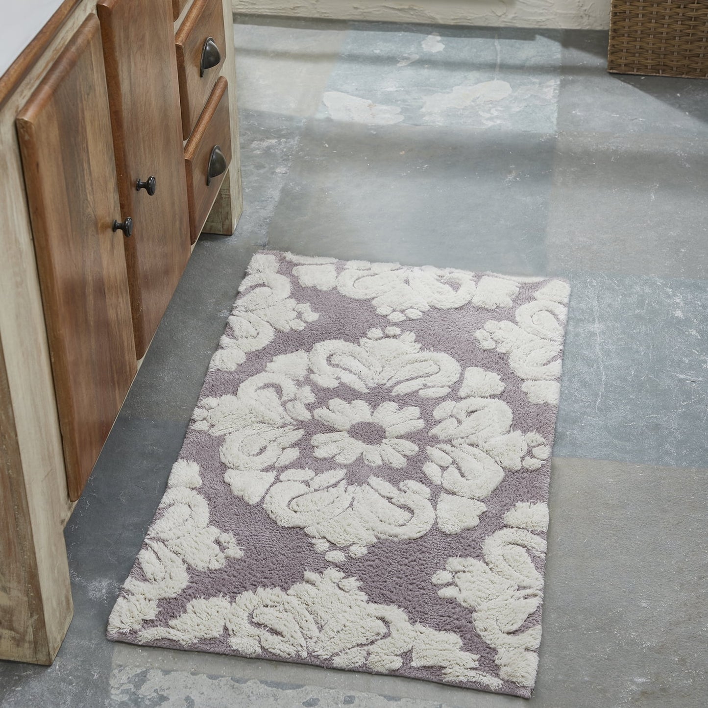 Better Trends Alfombra de Inodoro en Forma de U 100% AlgodÃ³n, Alfombra Antideslizante, Absorbente de Agua, Lavable a MÃ¡quina, (20" x 20") Alfombra de BaÃ±o Contorneada Azul - ColecciÃ³n Madallion