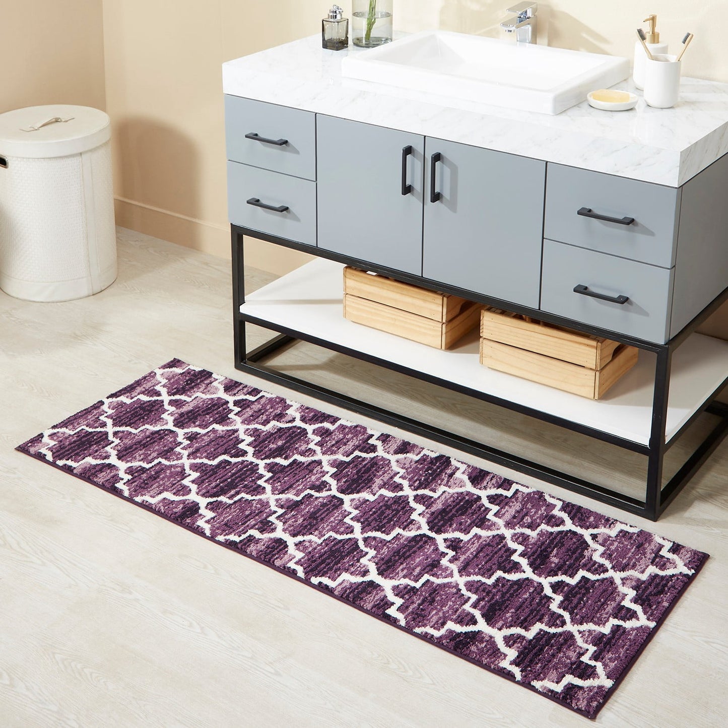 Better Trends Tapete Pasillera para BaÃ±o de 20" x 60", 100% AlgodÃ³n, Suave, Absorbente de Agua, Tapete de BaÃ±o Largo Antideslizante, Lavable a MÃ¡quina, Tapetes para BaÃ±o, Tocador, BaÃ±era â€“ ColecciÃ³n Savio - Morado