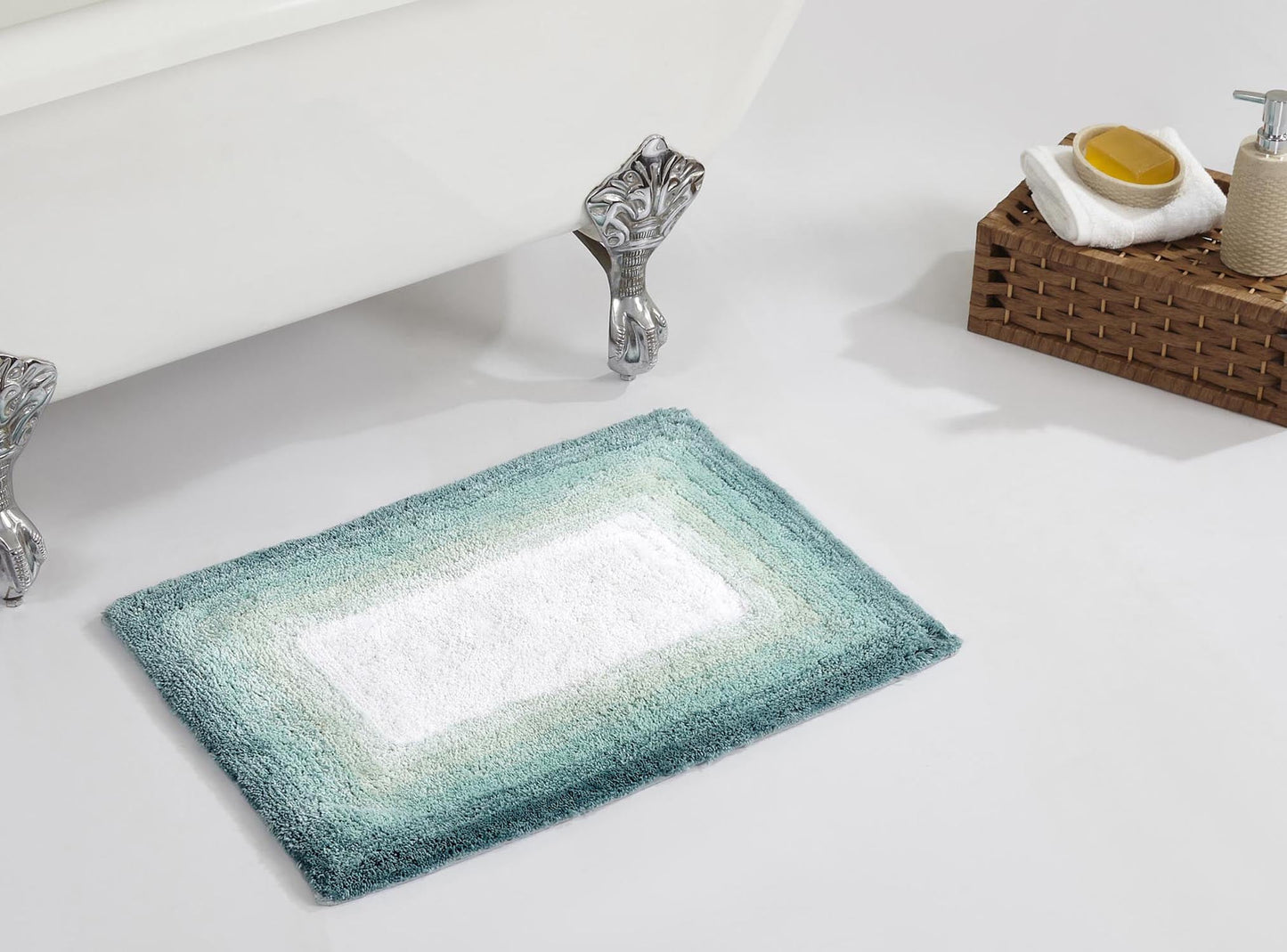 Better Trends 21" x 34" Bathroom Rug 100% Cotton Bath Rug Water Absorbent & Non Slip Bath Mat (Turquoise) Torrent Collection