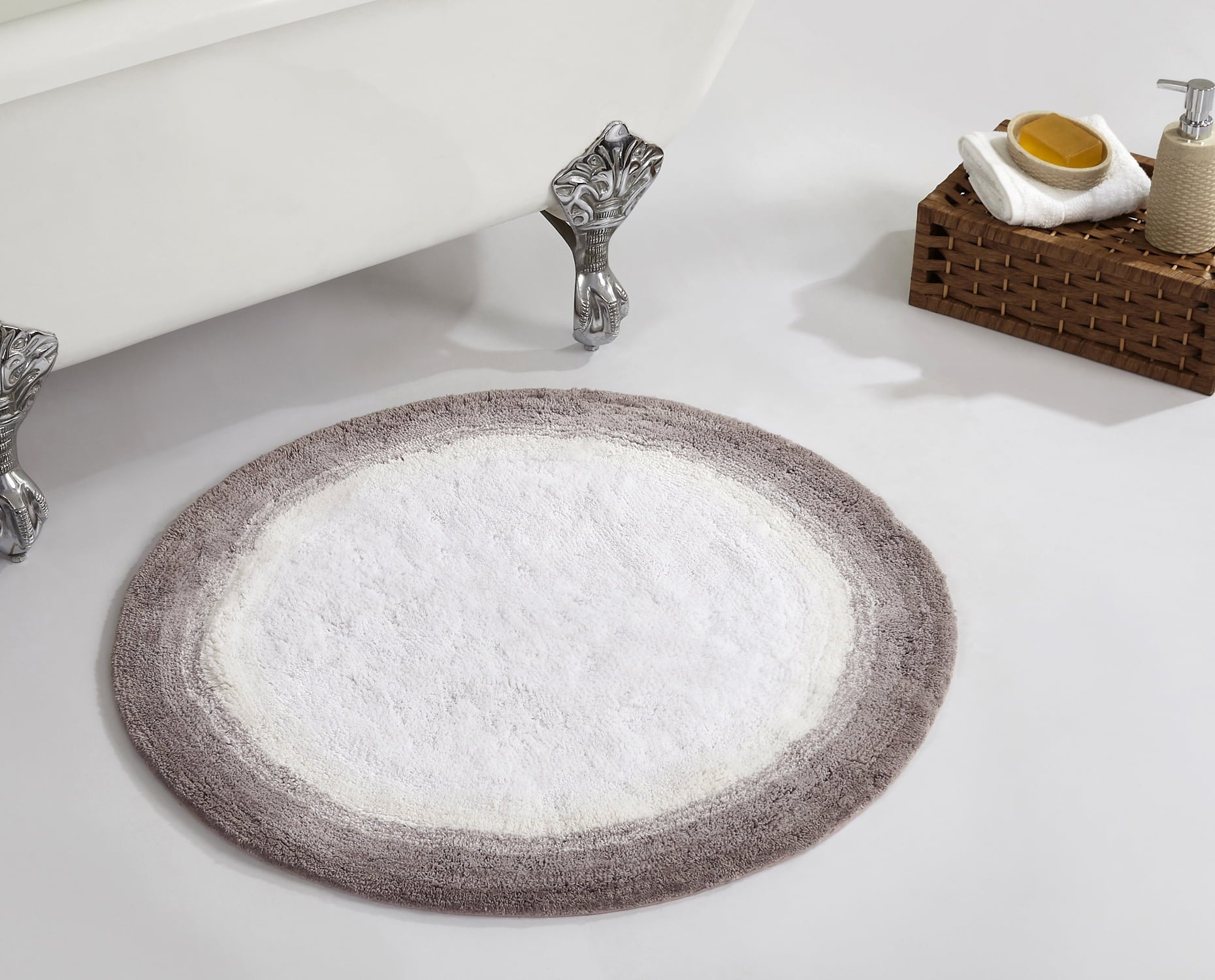 Better Trends Chic Round Bath Mat, 30" Diameter, 100% Cotton Non Slip Bathroom Rug, Water Absorbent, Machine Washable, (Beige) Torrent Collection