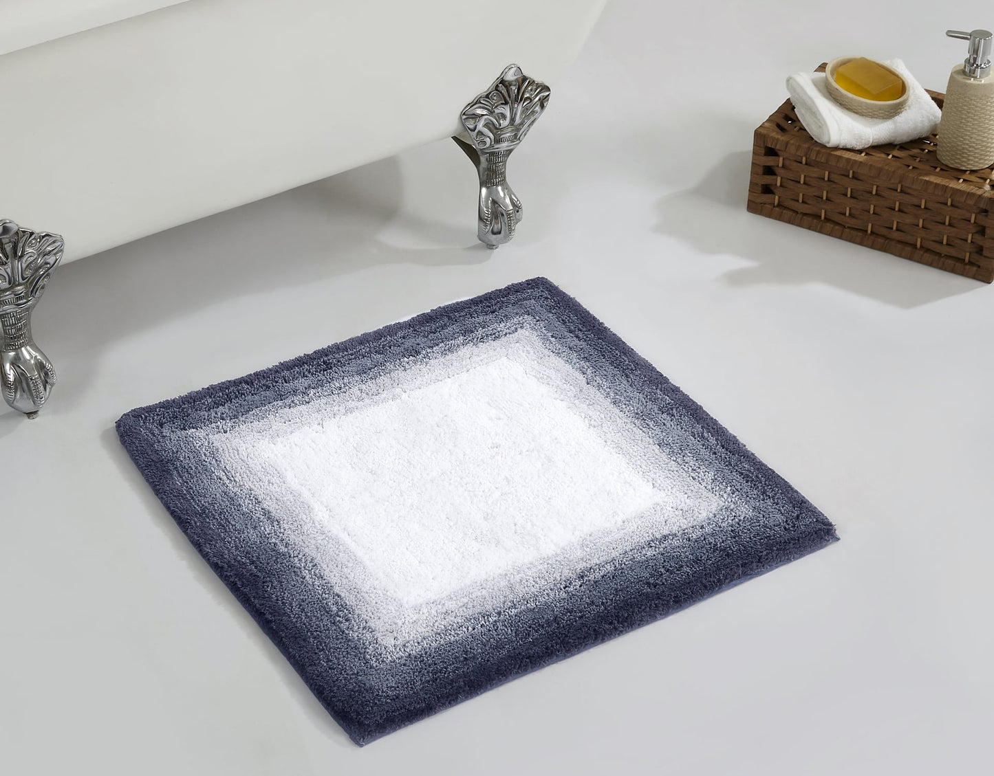 Better Trends Square Bath Mat 24" x 24", 100% Cotton Non Slip Bathroom Rug, Water Absorbent, Machine Washable Bath Rug, Gray - Torrent Collection