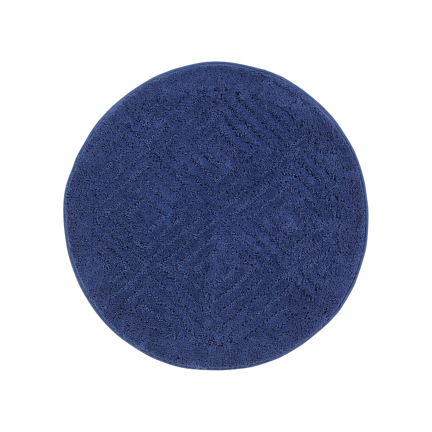 Better Trends Round Bath Mat, 30" Diameter, 100% Cotton Water Absorbent, Ideal for Half Baths and Powder Rooms, Machine Washable Trier Collection (Blue)