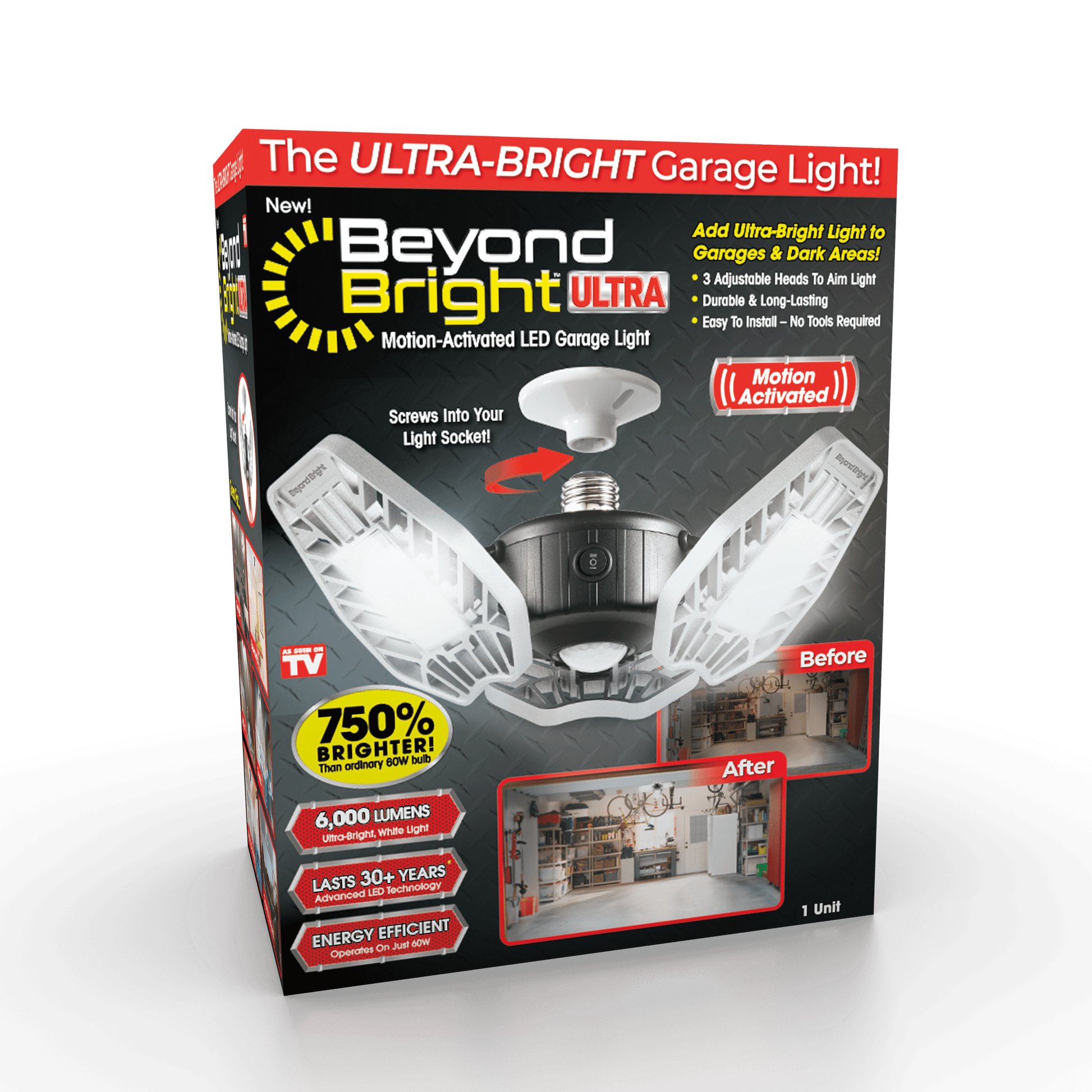 Beyond Bright Garage Light Ultra Bright LED, Motion Activated, Beam Angle 270Âº