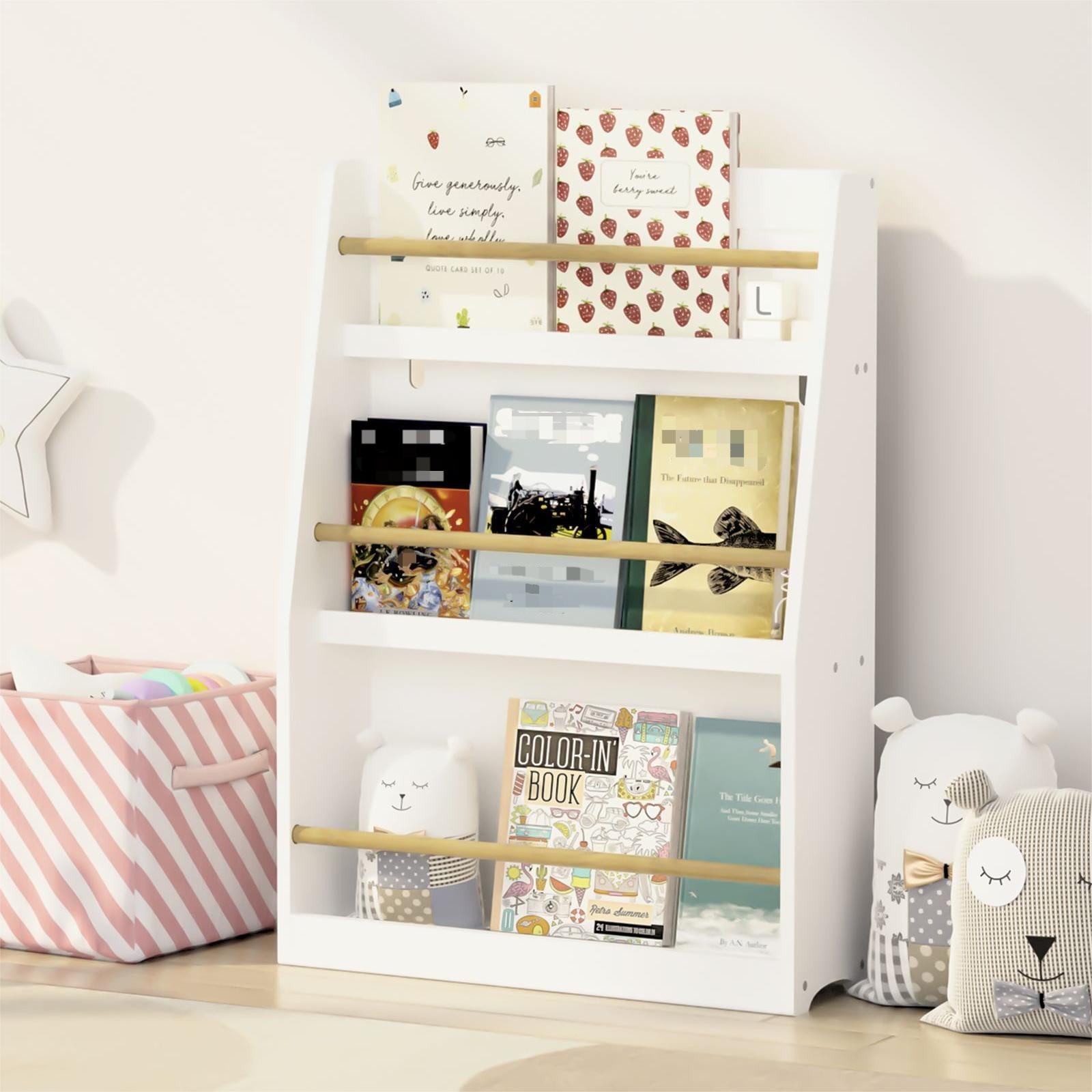 Bianlte 3-Tier Kids Book Shelf,Kids Book Rack, Helps Keep Bedrooms, Playrooms, and Classrooms Organized,White