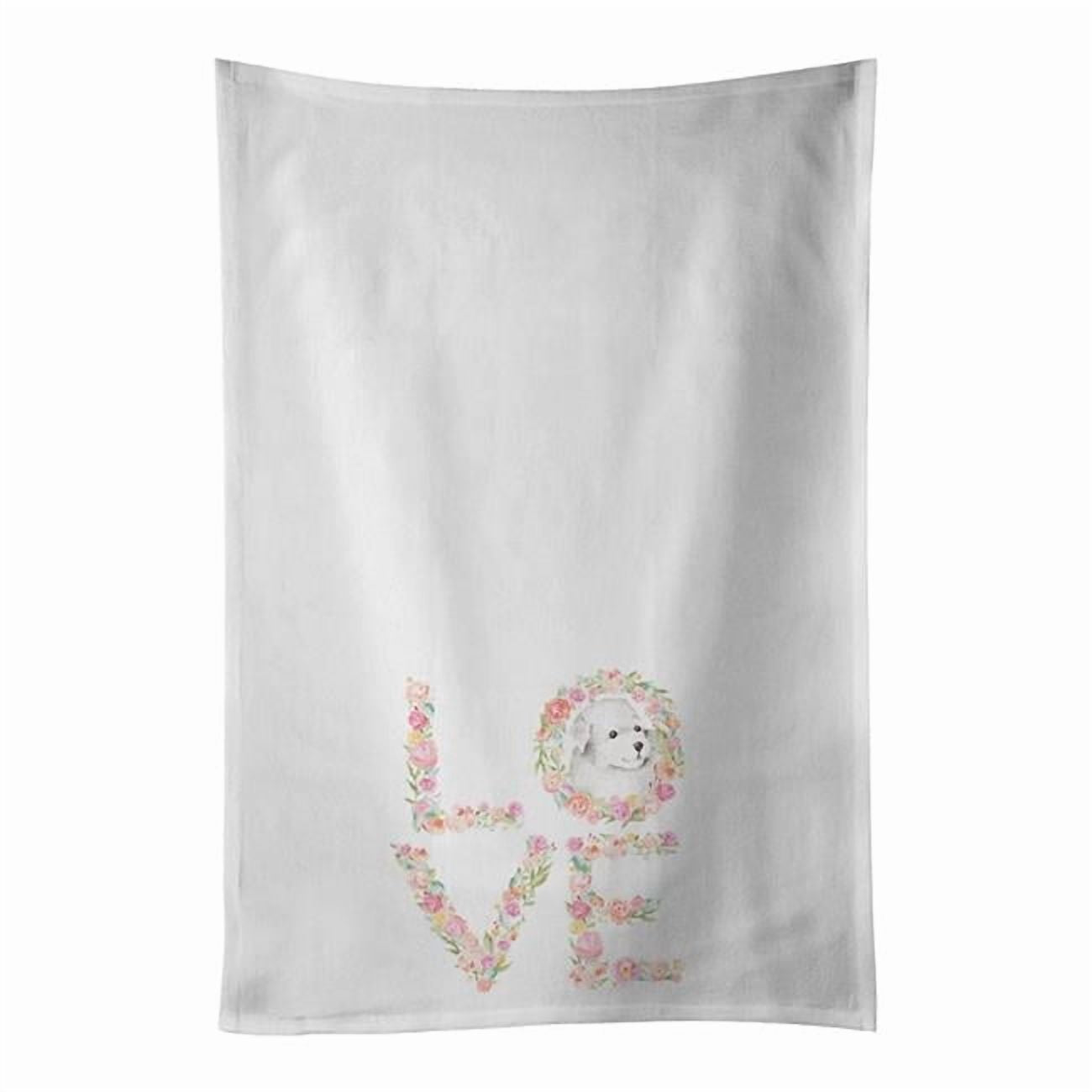 Bichon Frise #4 LOVE White Kitchen Towel Set of 2 19 in x 28 in