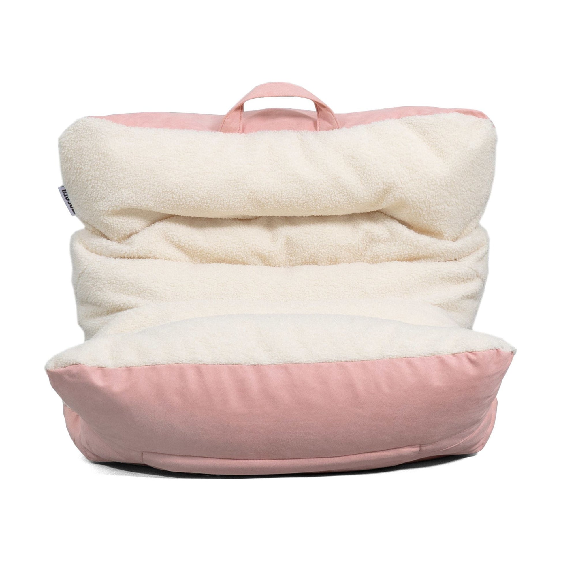 Big Joe Roma Kid's Bean Bag Chair, Oat Sherpa and Desert Rose, Vegan Suede, 2 feet