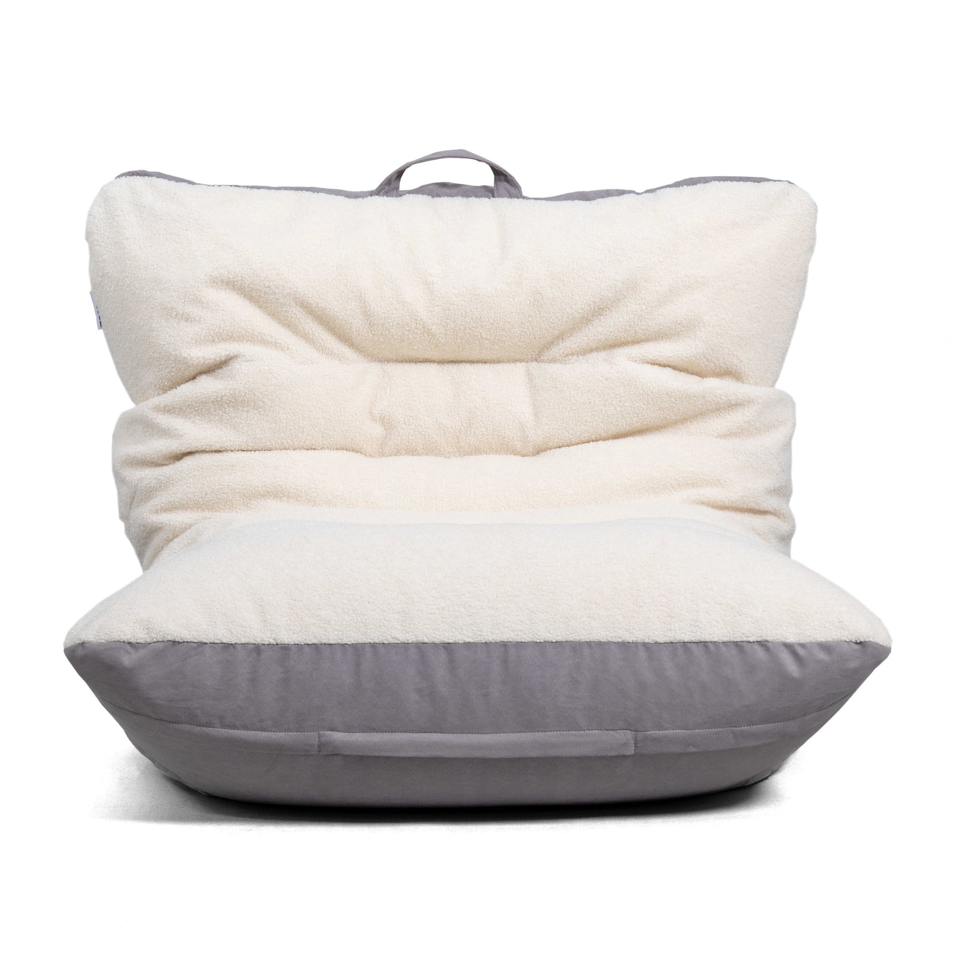 Big Joe Roma Bean Bag Chair, Oat Sherpa and Graphite, Vegan Suede, 3 feet