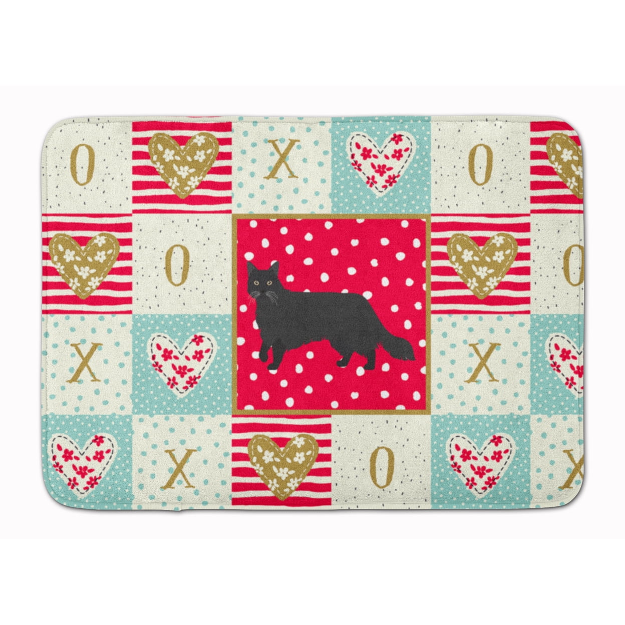 Black Chantilly Tiffany Cat Love Machine Washable Memory Foam Mat