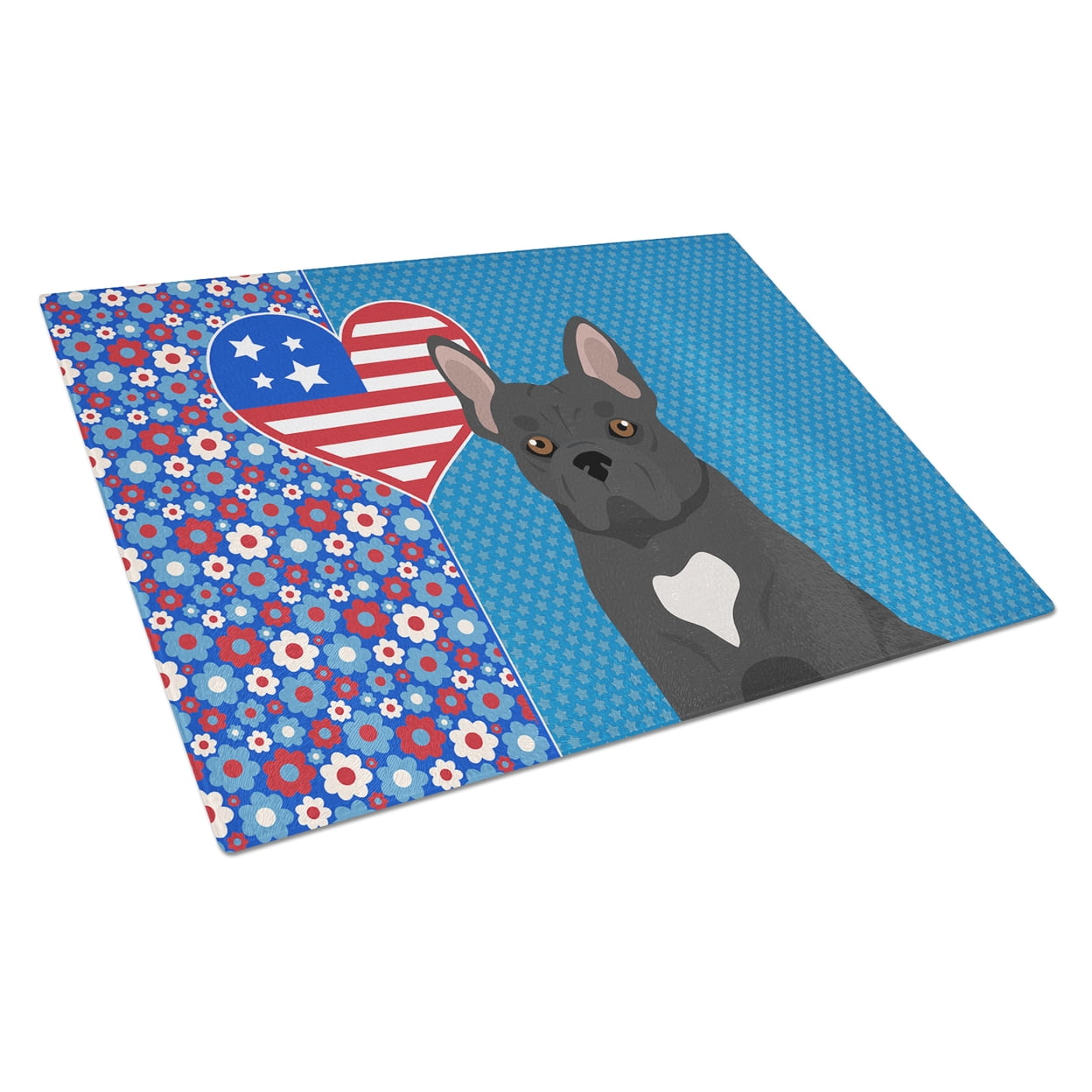 Black French Bulldog Glass Cutting Board Large 12 in x 15 in