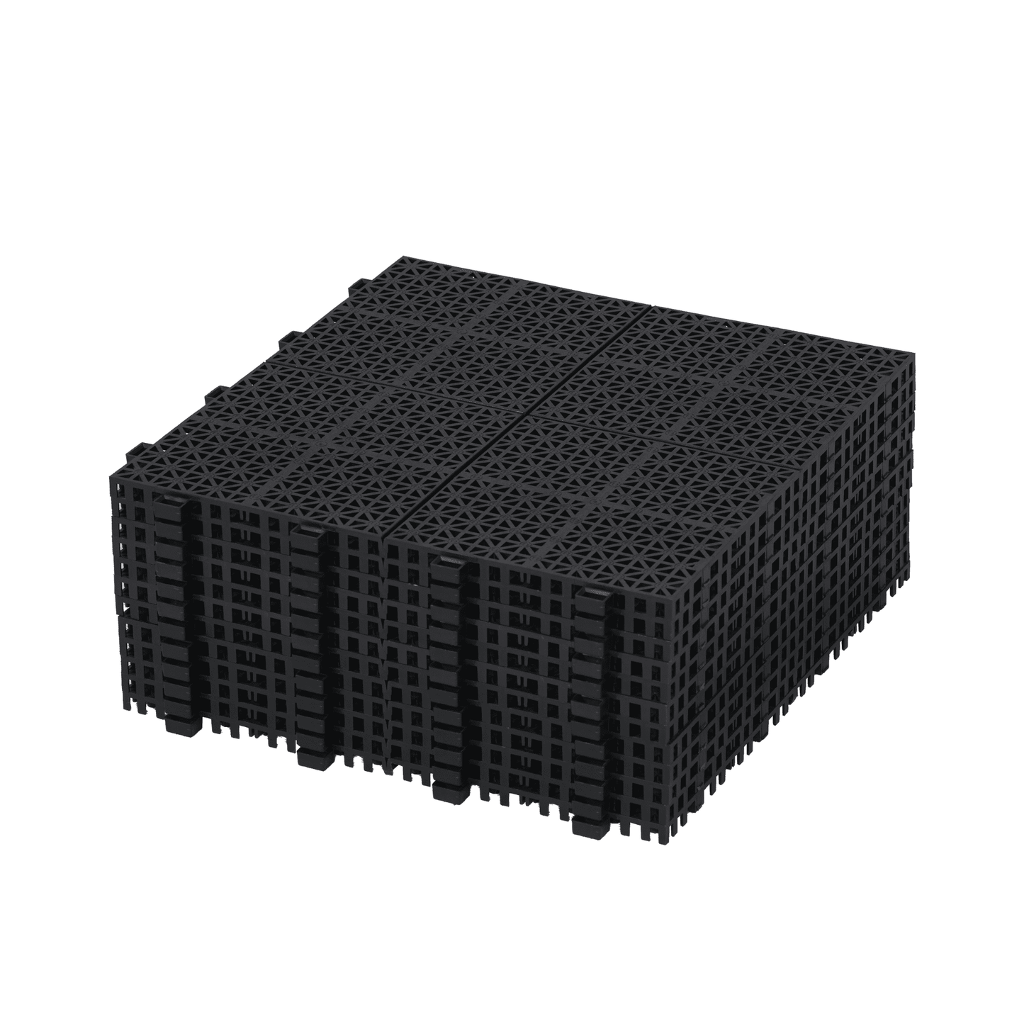 Black Interlocking Deck Tiles Plastic Waterproof Outdoor All Weather Anti-slip Bathroom Shower Pack of 12