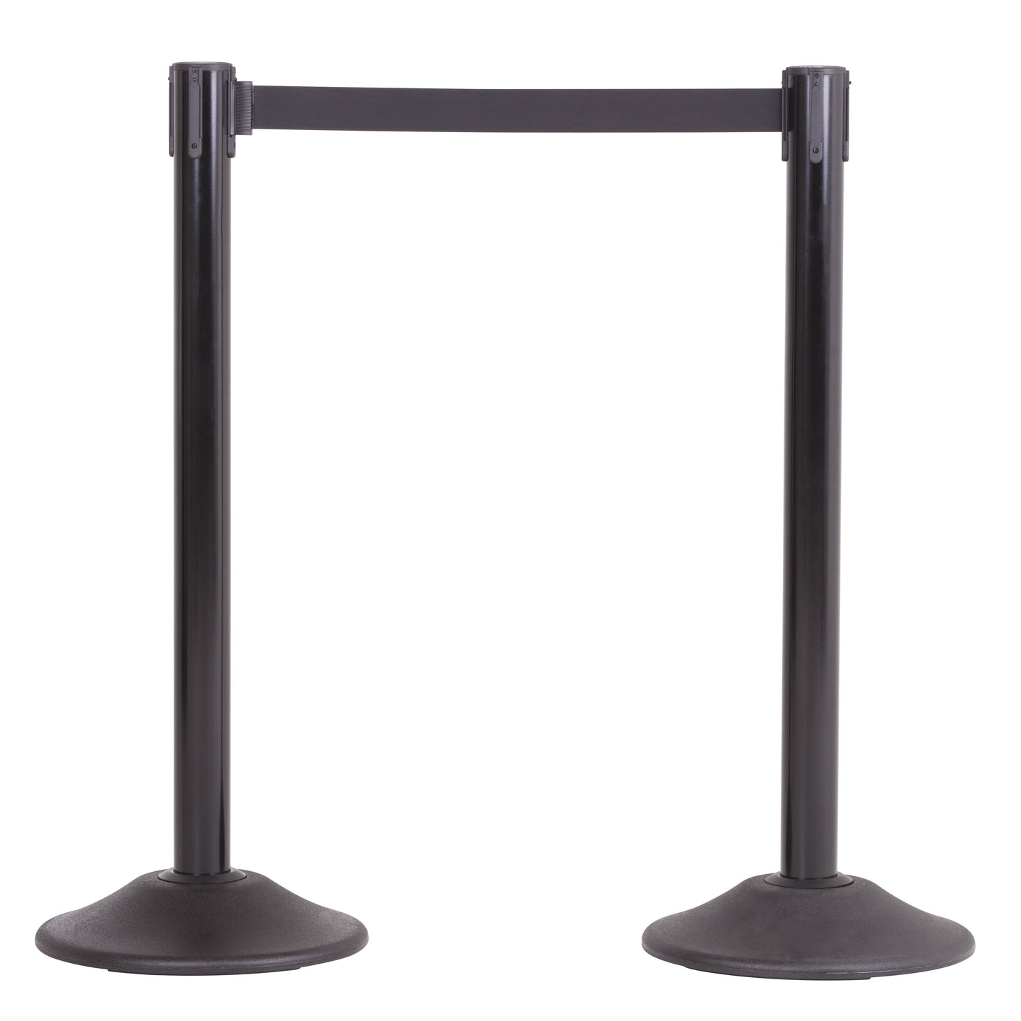 Black Premium Steel Stanchion - 13-Foot Retractable Black Belt - 2 Pack
