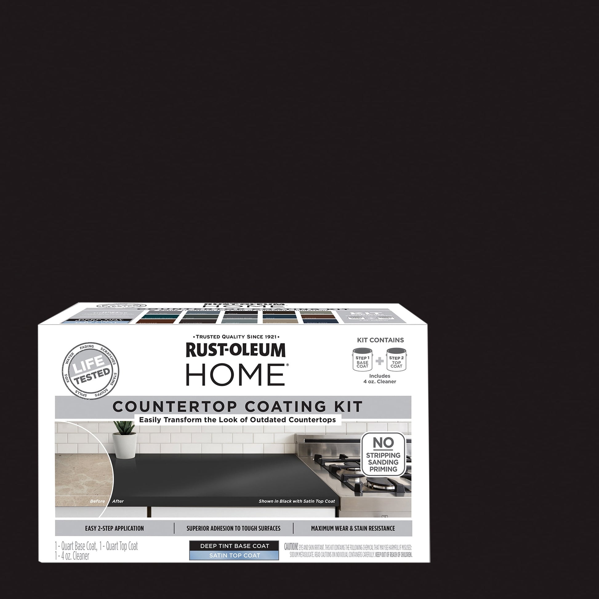 Black, Rust-Oleum HOME Countertop Satin Coating Kit-38496301T, Quart