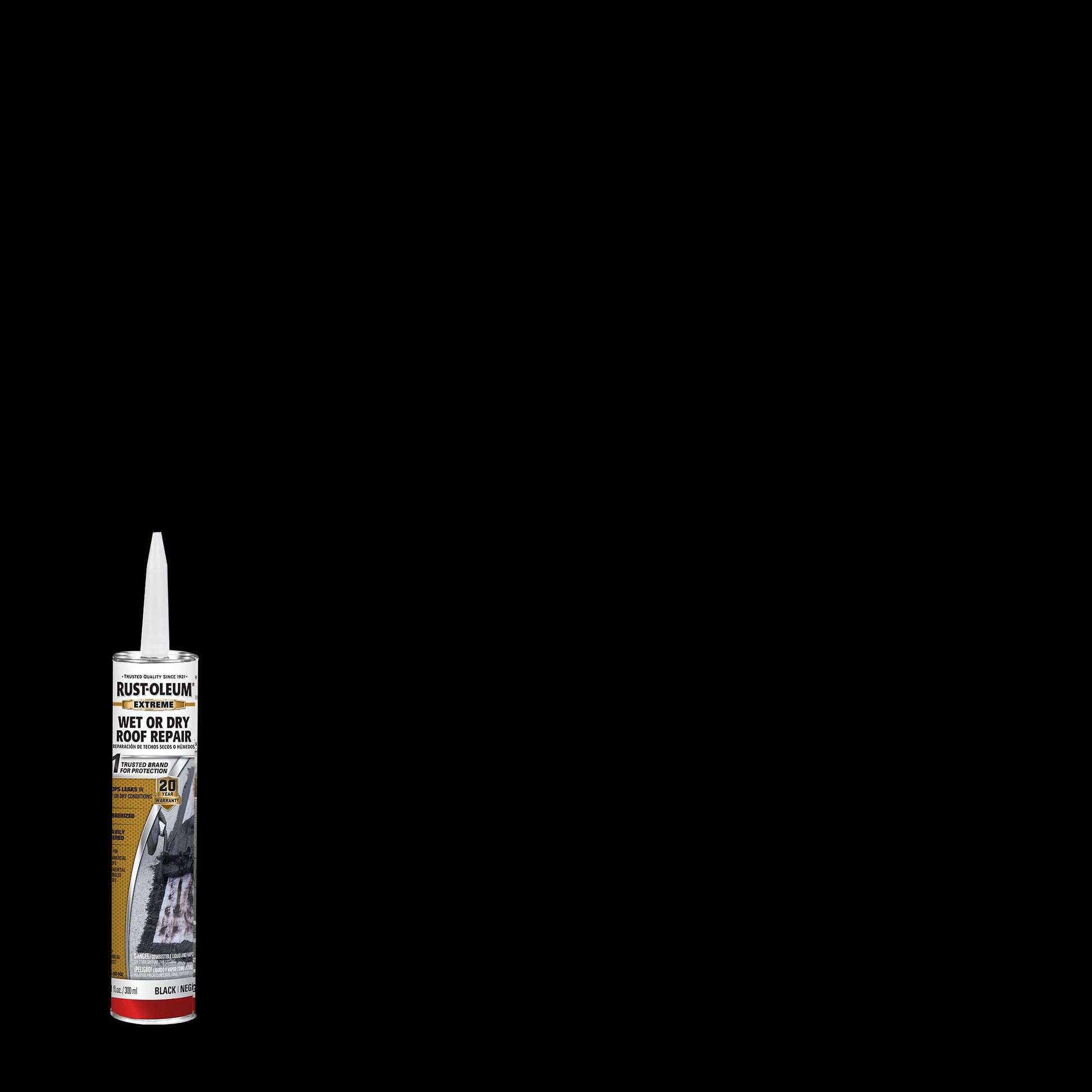 12 Pack, Black, Rust-Oleum Roofing Extreme Wet Or Dry Roof Repair - 351249, 10.1 oz. tube