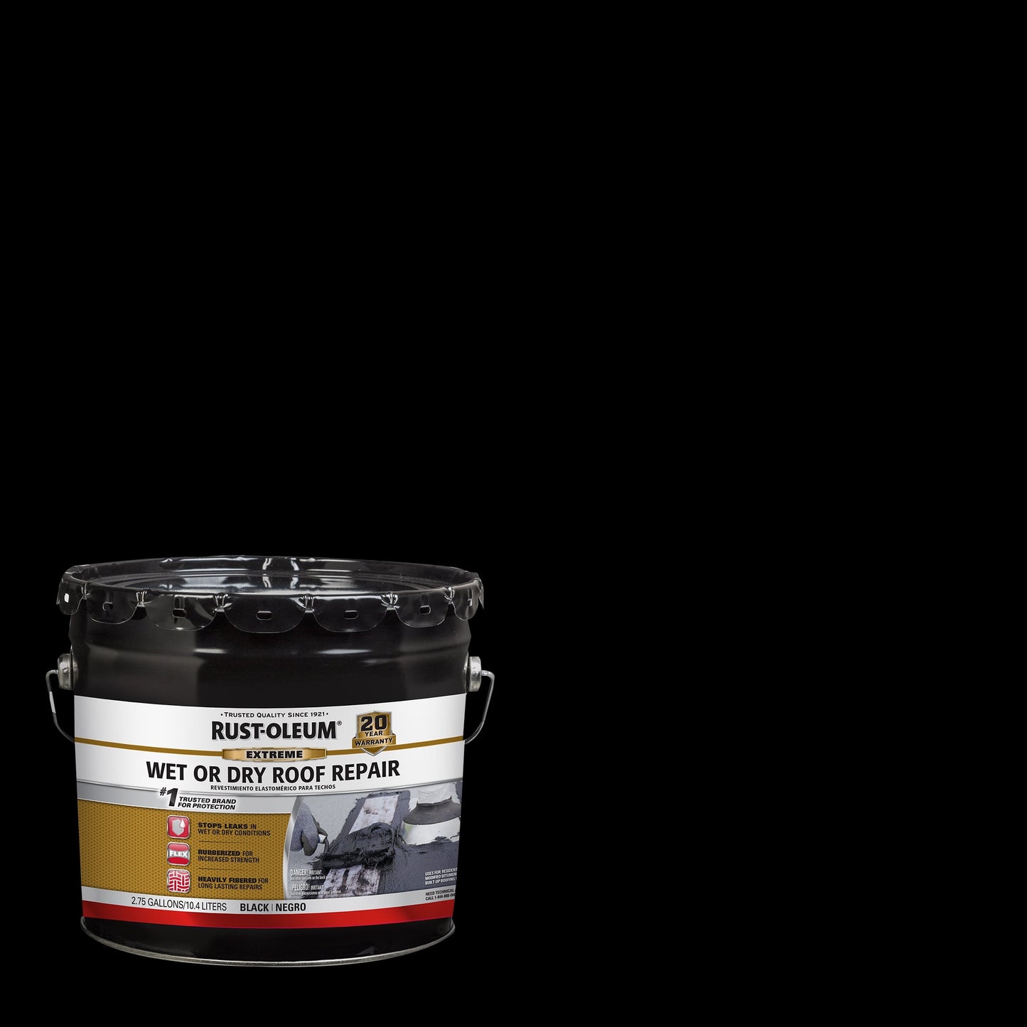 Black, Rust-Oleum Roofing Extreme Wet Or Dry Roof Repair Cement - 351250, 2.75 Gallon- 1 Pack