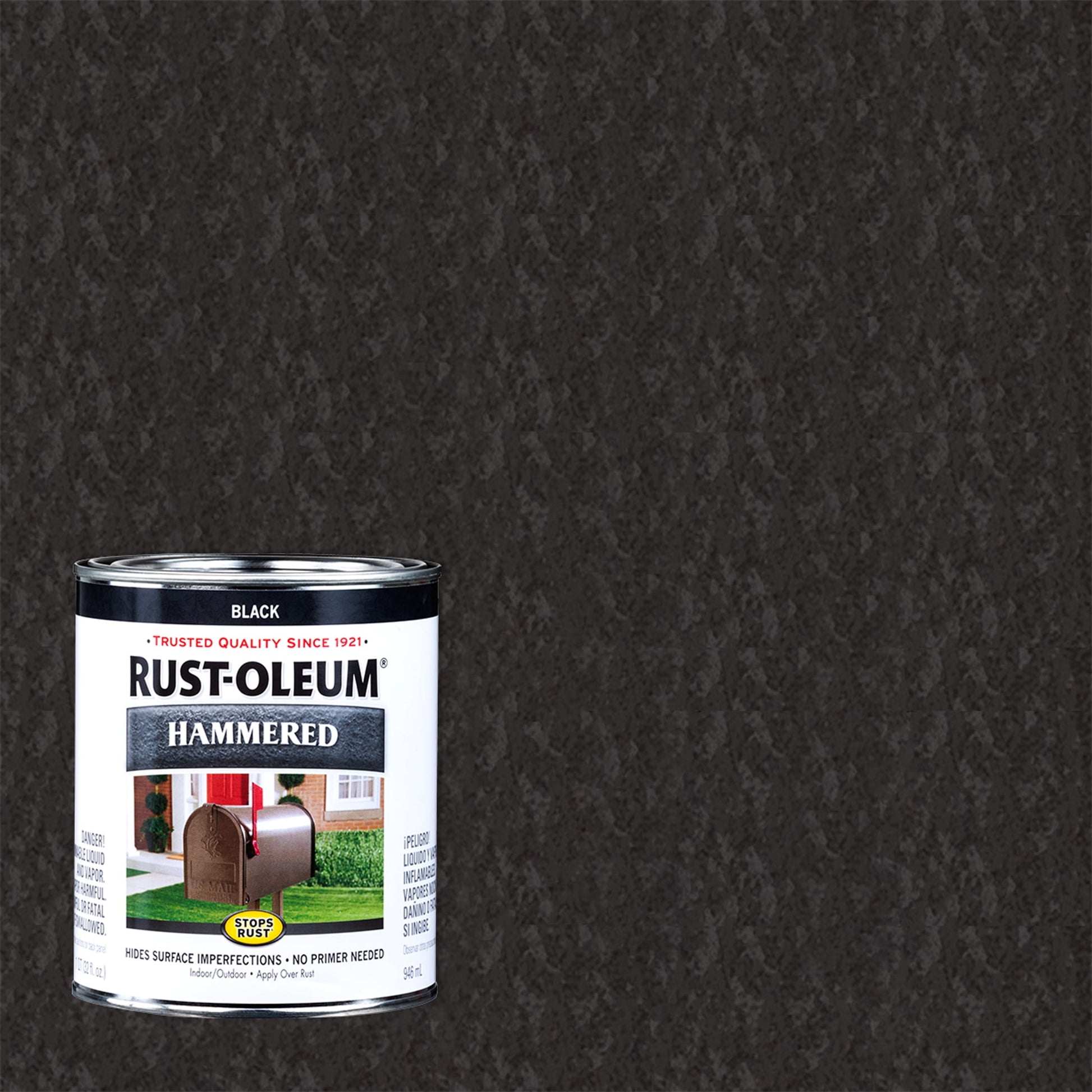 2 Pack, Black, Rust-Oleum Stops Rust Hammered Paint- Quart