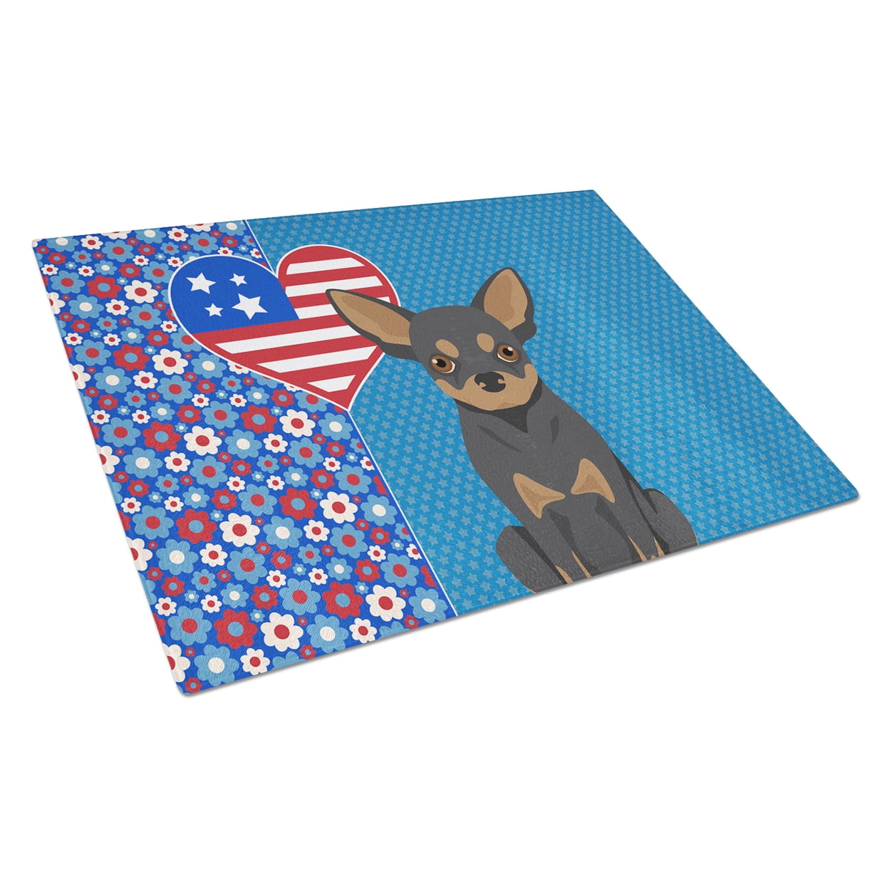 Black and Tan Chihuahua Glass Cutting Board Large 12 in x 15 in