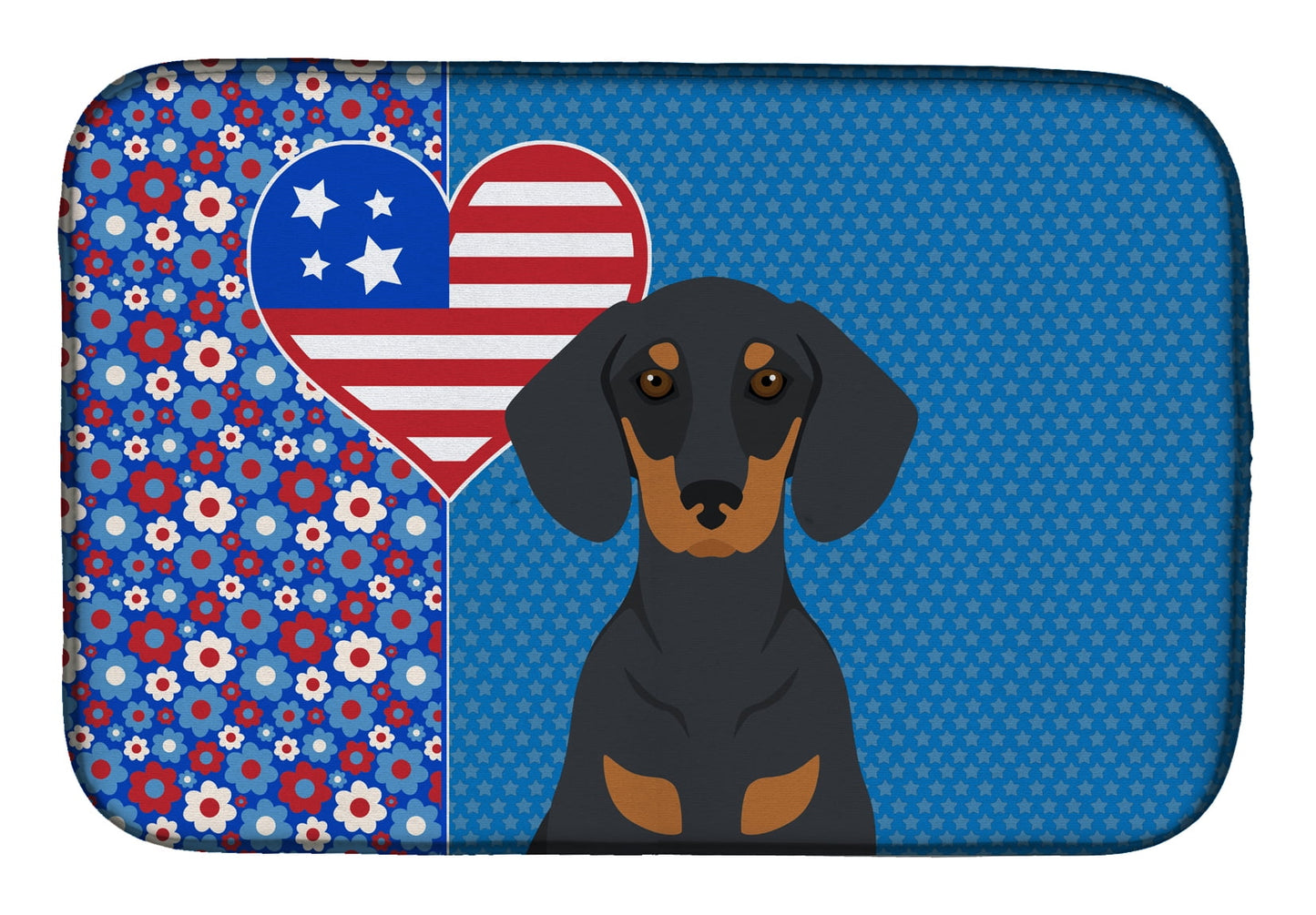 Black and Tan Dachshund USA American Dish Drying Mat