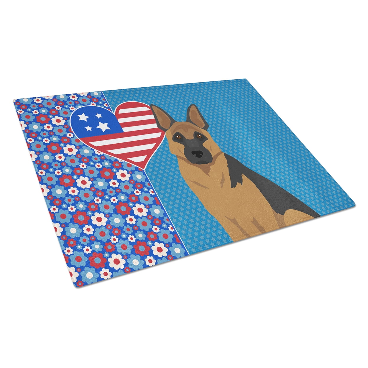 Black and Tan German Shepherd Glass Cutting Board Large 12 in x 15 in