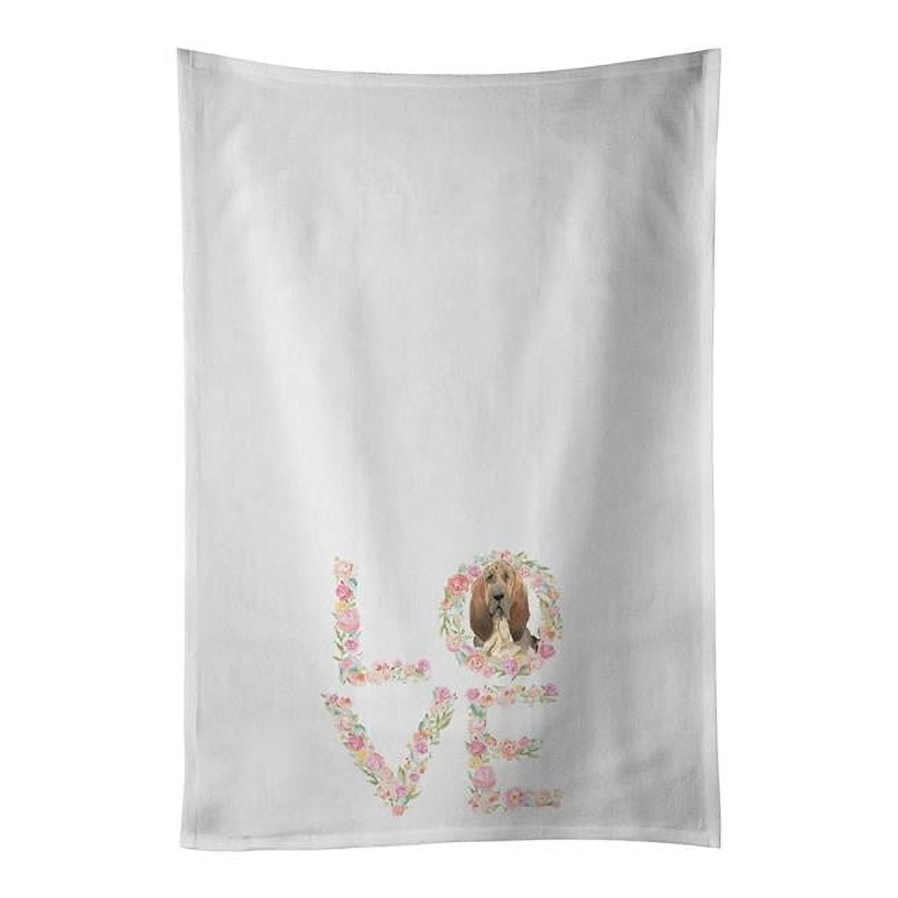 Bloodhound Love White Kitchen Towel Set of 2 Dish Towels 19 in x 28 in