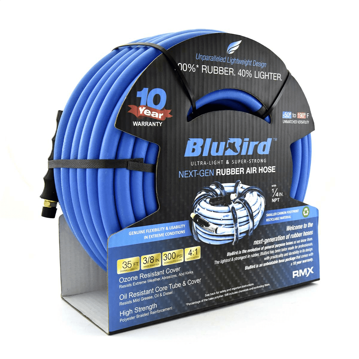 BluBird BB3835 3/8" x 35' Lightweight Polyester Braided Rubber Air Hose