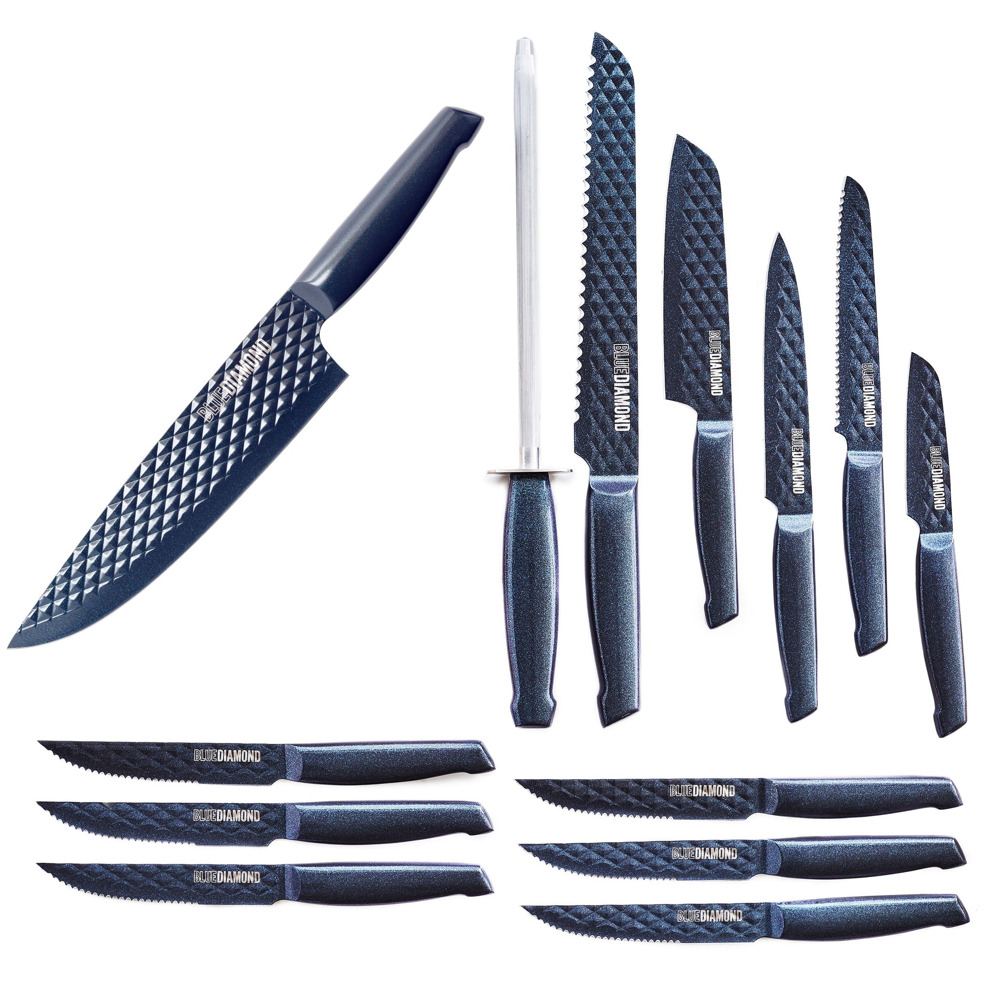Blue Diamond 14 Piece Stainless Steel Sharp Stone Knife Set