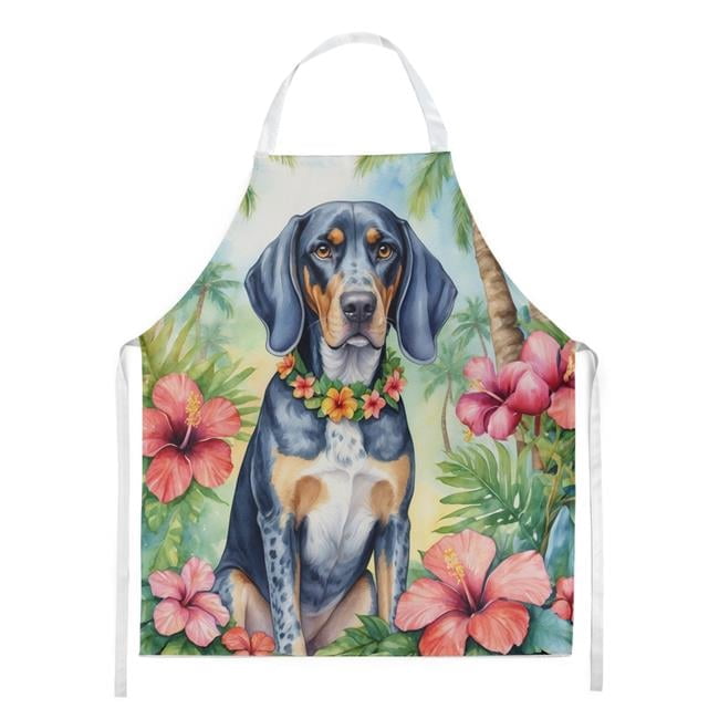 Bluetick Coonhound Luau Apron 27 in x 30 in