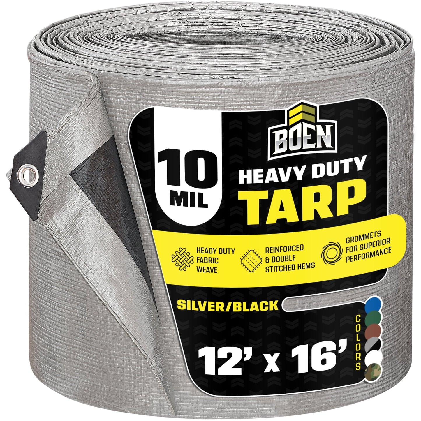 20 ft. x 40 ft. Heavy-Duty Commercial Silver/Black Tarp Cover 10 Mil Thick Weave Material, Waterproof