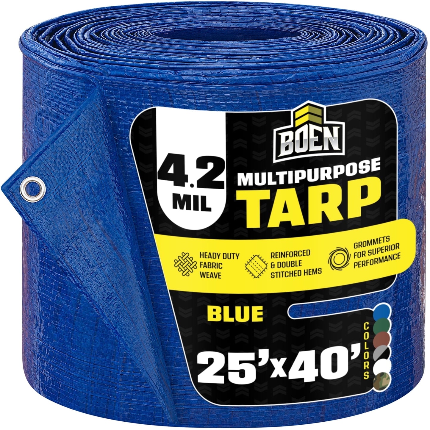 25 ft. x 40 ft. Multi-Purpose Blue Poly Tarp Cover 4.2 Mil Thick Weave Material, Waterproof