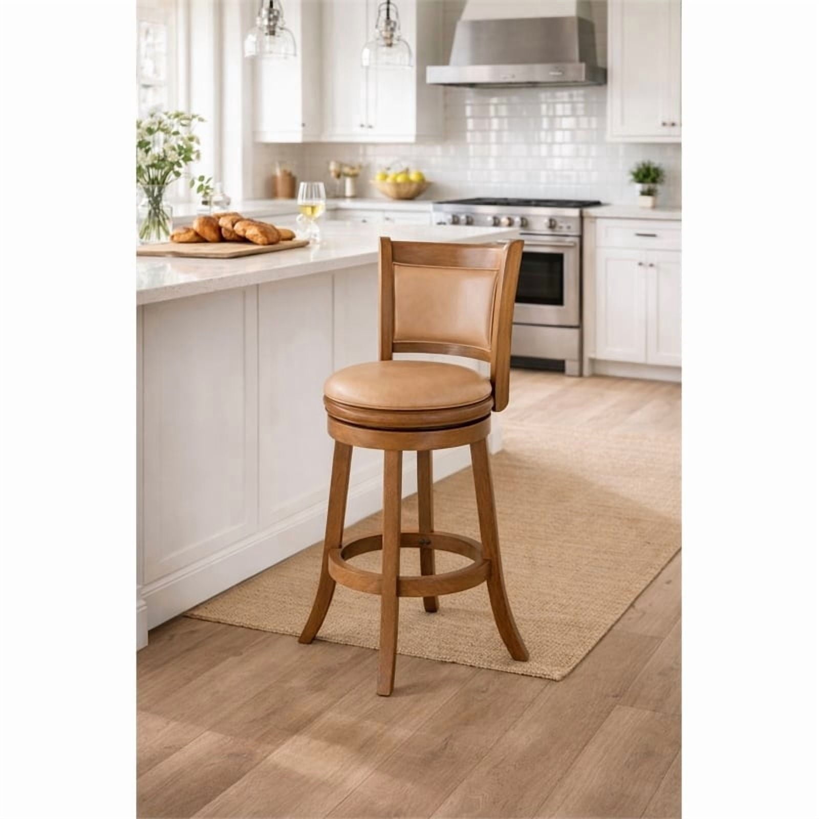 Boraam Augusta Bar Height Swivel Bar Stool - Chestnut Wire-Brush