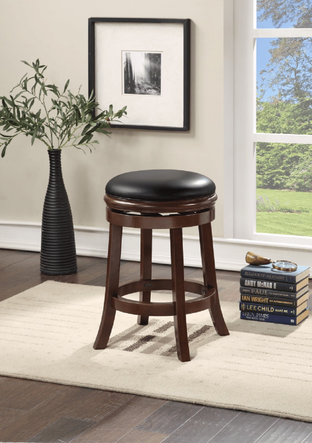 Boraam 24in. Backless Swivel Wood Counter Stool - Cherry Finish