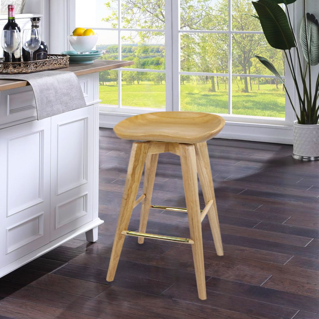 Boraam Bali 29" Backless Swivel Wood Bar Stool, Natural Finish