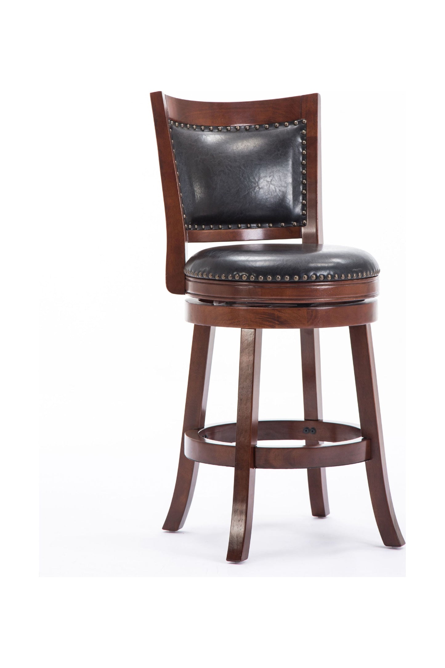 Boraam Bristol 24in. High Back Swivel Wood Counter Stool, Cherry