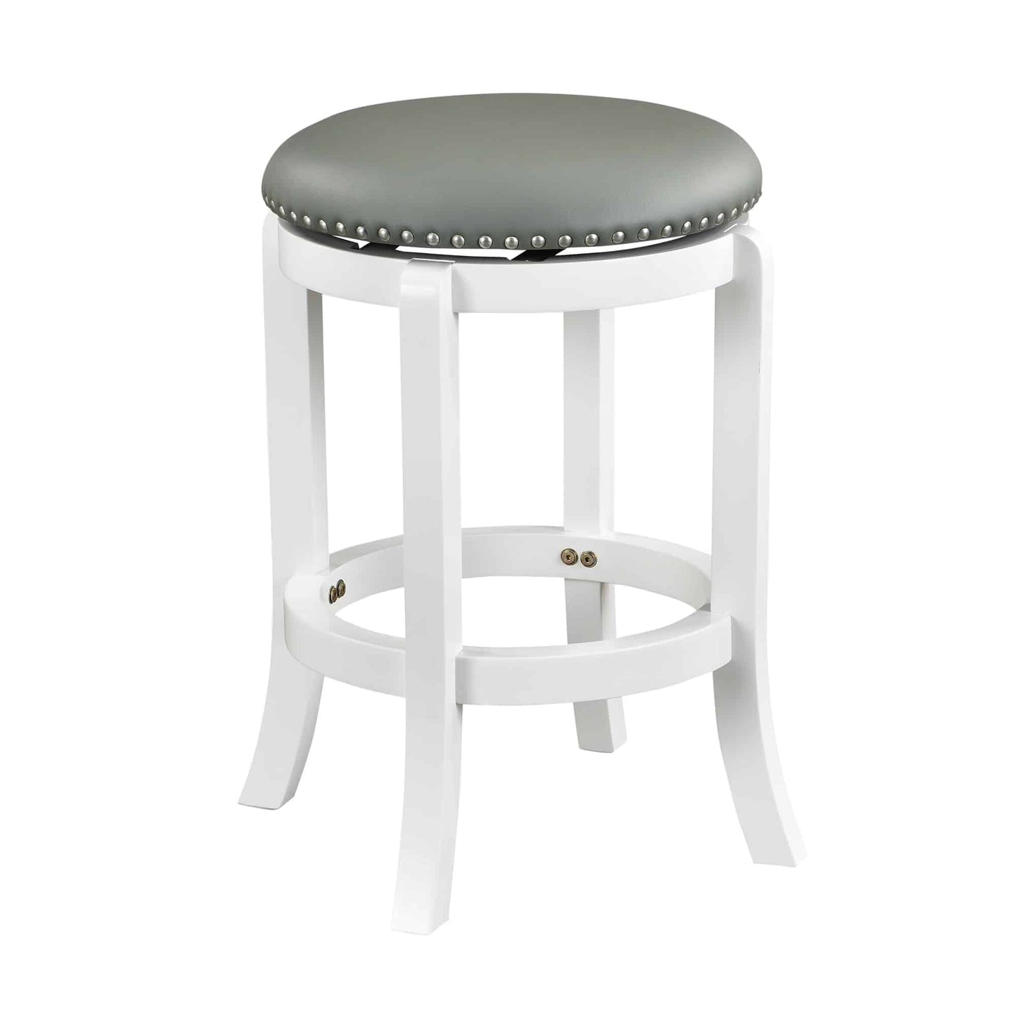 Boraam Cordova 24.5" Backless Faux Leather & Wood Swivel Counter Stool in White