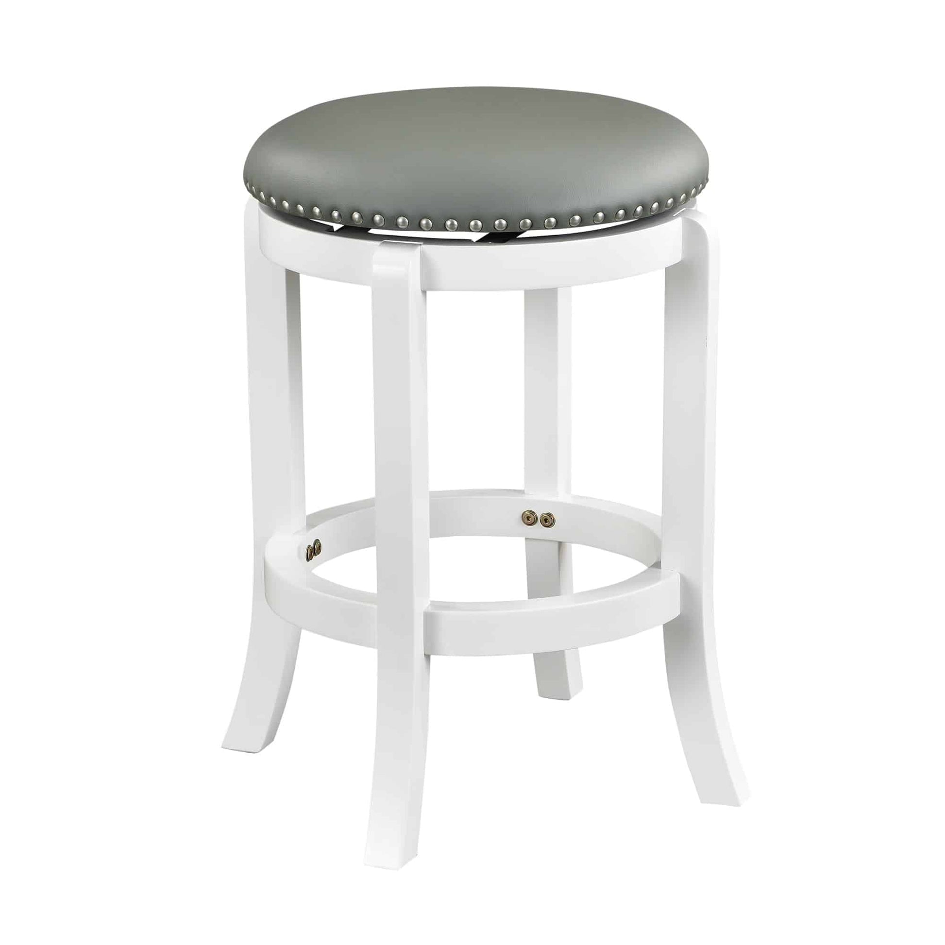 Boraam Cordova 24.5" Backless Faux Leather & Wood Swivel Counter Stool in White