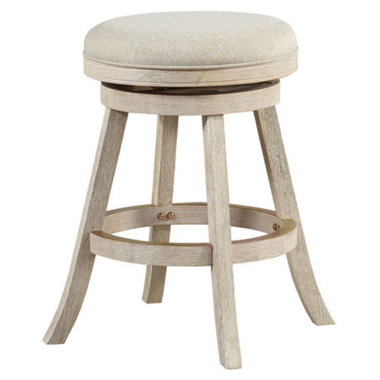 Boraam Fenton Taburete Giratorio de Madera y Lino sin Respaldo de 24" - Cepillo de Alambre Marfil