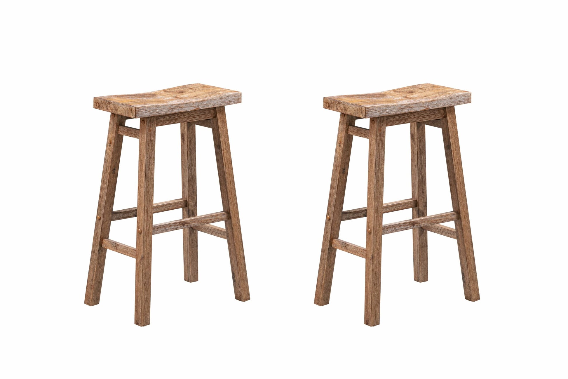 Boraam Sonoma Backless Saddle Bar Height Stools - Barnwood Wire-Brush - Set of 2