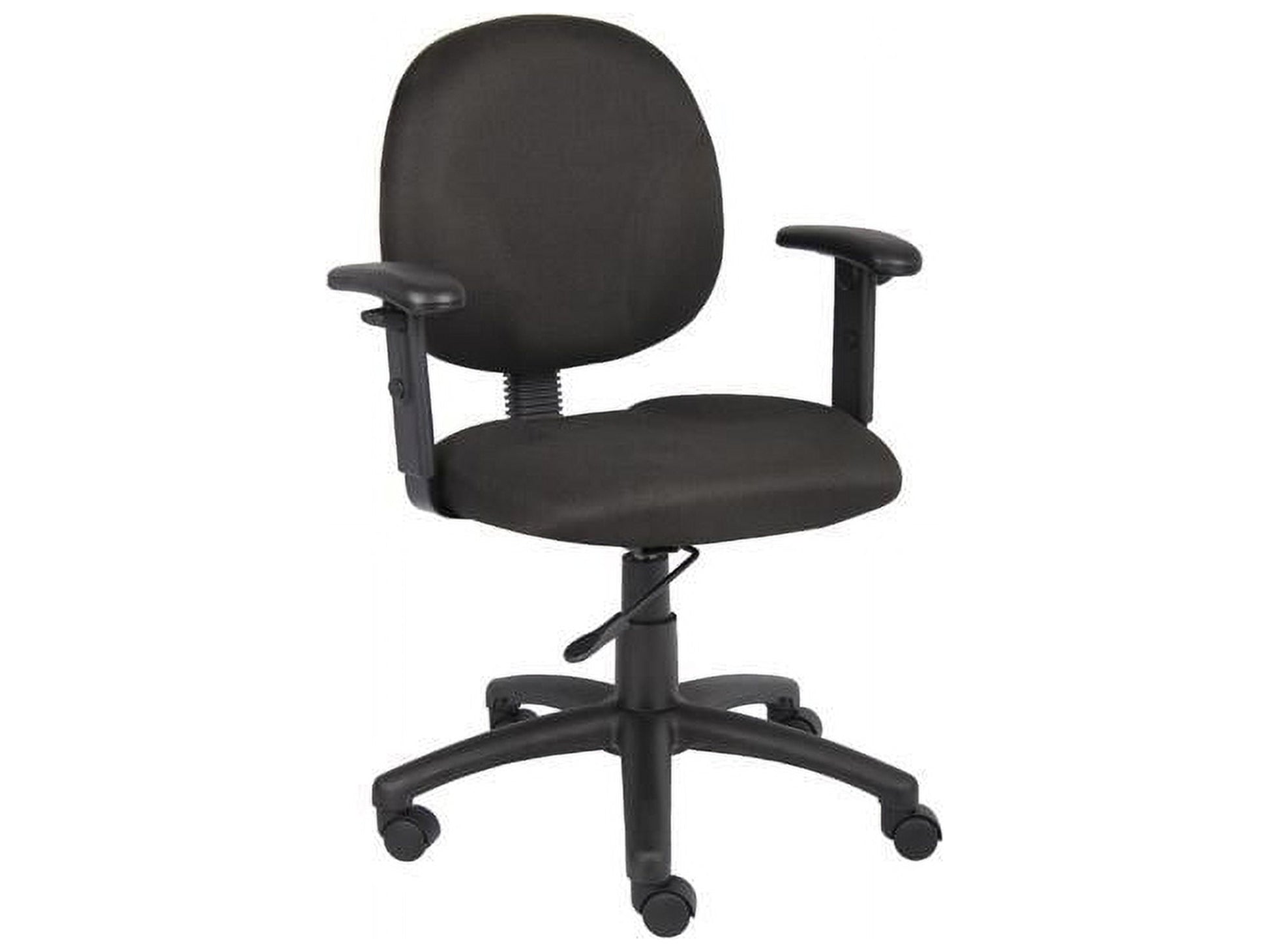Boss Office Products Fabric Upholstered Wide Seat Office Swivel Chair with Arms in Black