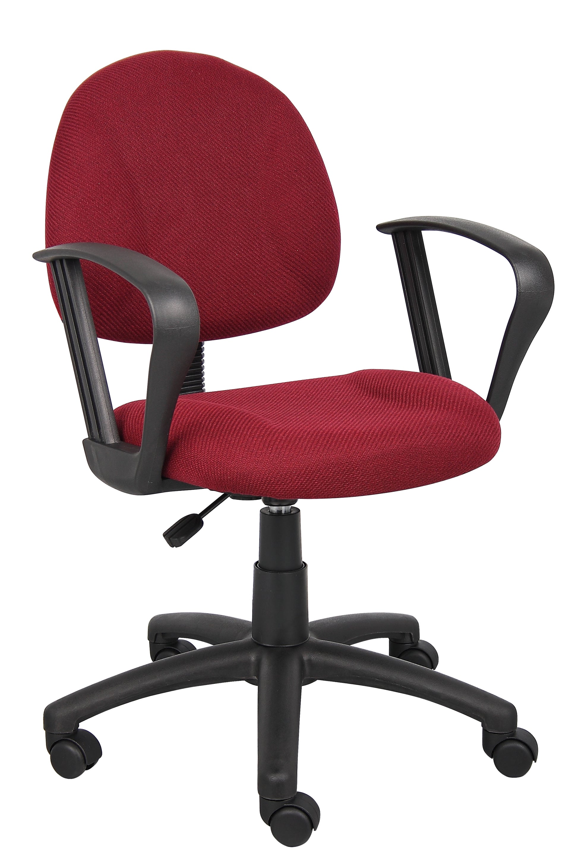 Boss Office Products Mid Back Ergonomic Fabric Office Swivel Chair With Arms in Burgundy