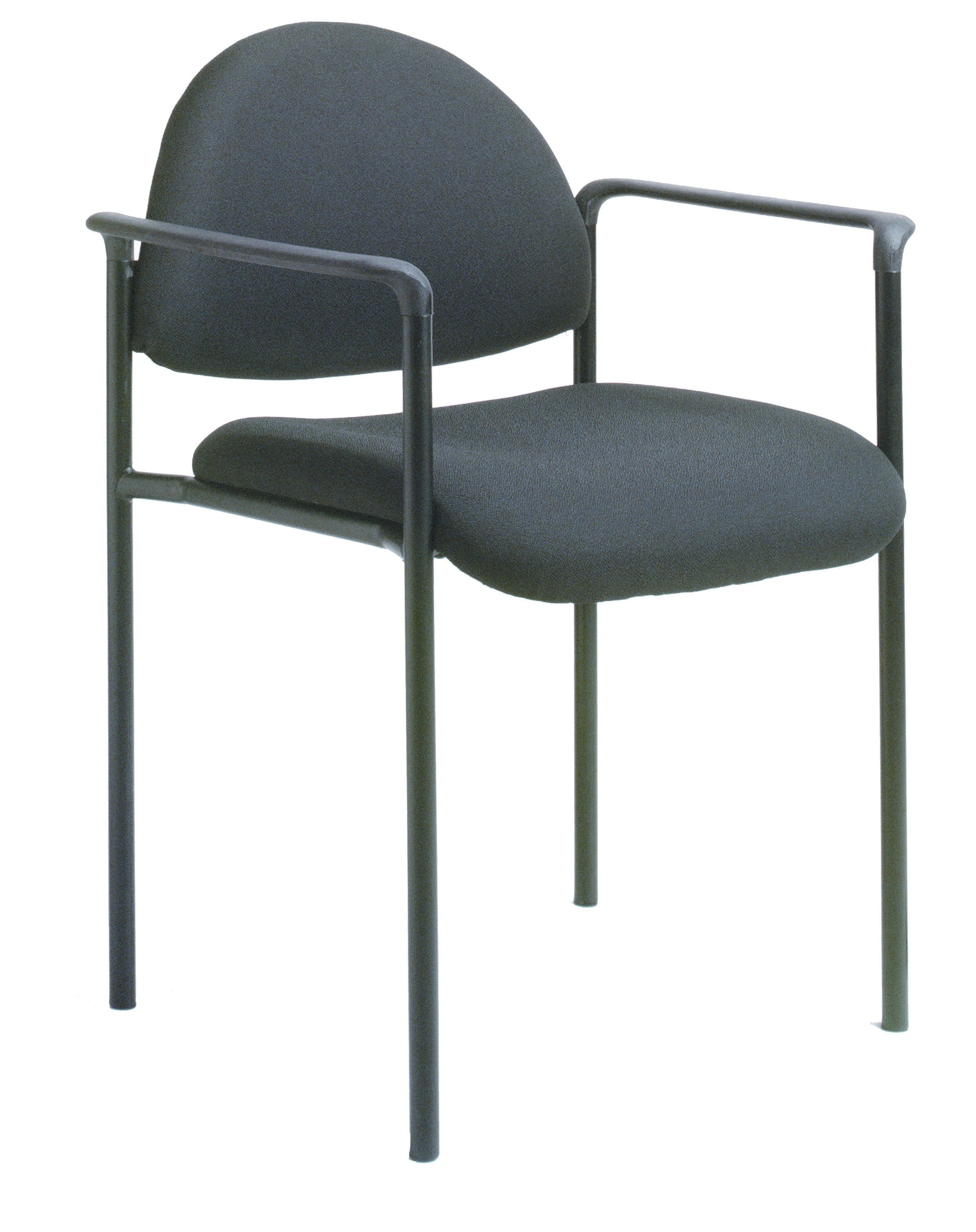 Boss Office Products Diamond Steel Office Stacking Chair with Arms, Black