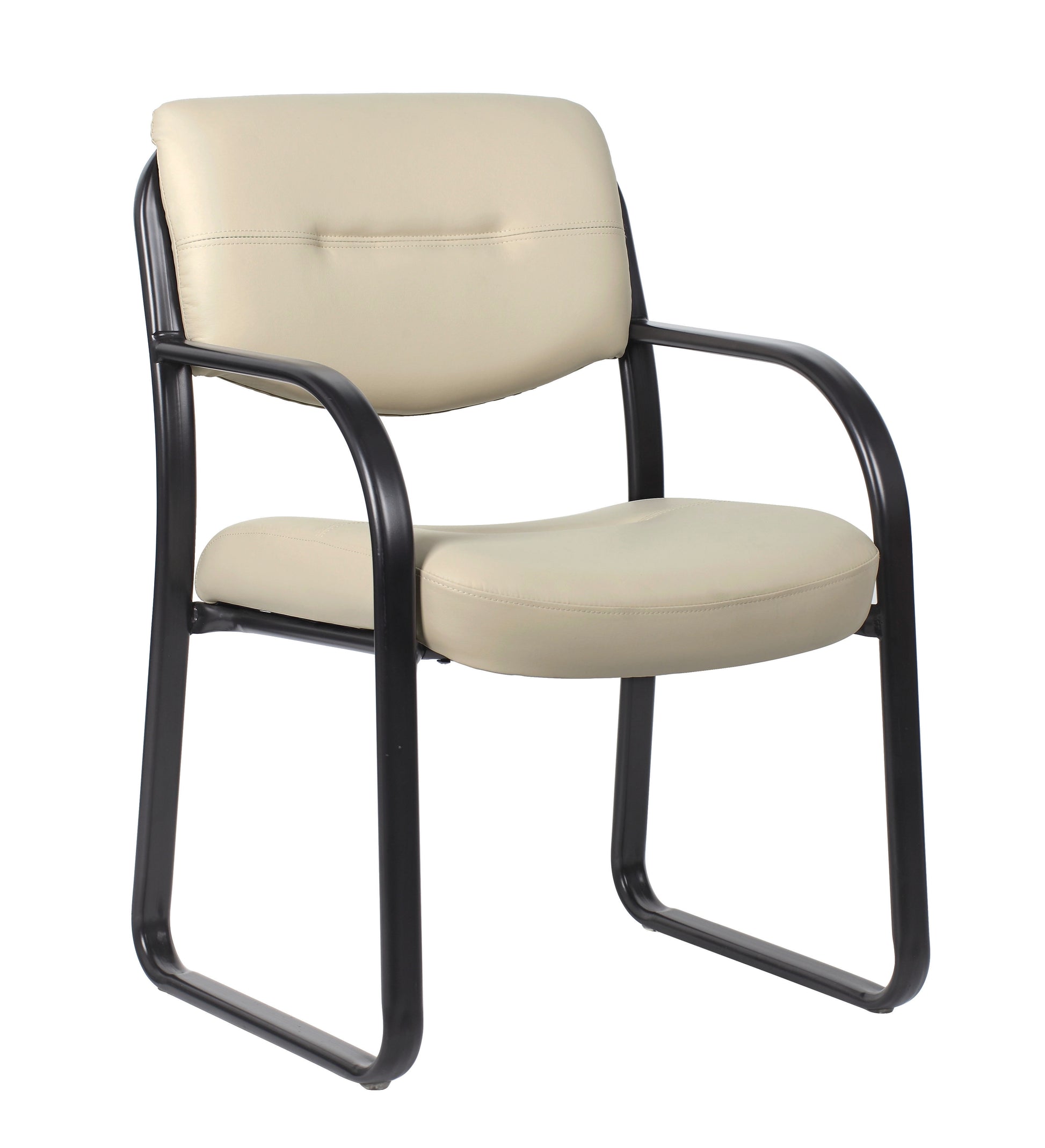 Boss Office Products LeatherPlus Waiting Room Reception Chair with Arms, Black