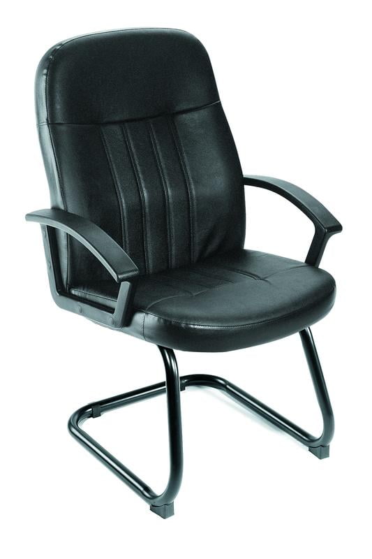 Boss Office Products LeatherPlus Waiting Room Armrest Reception Chair, Black